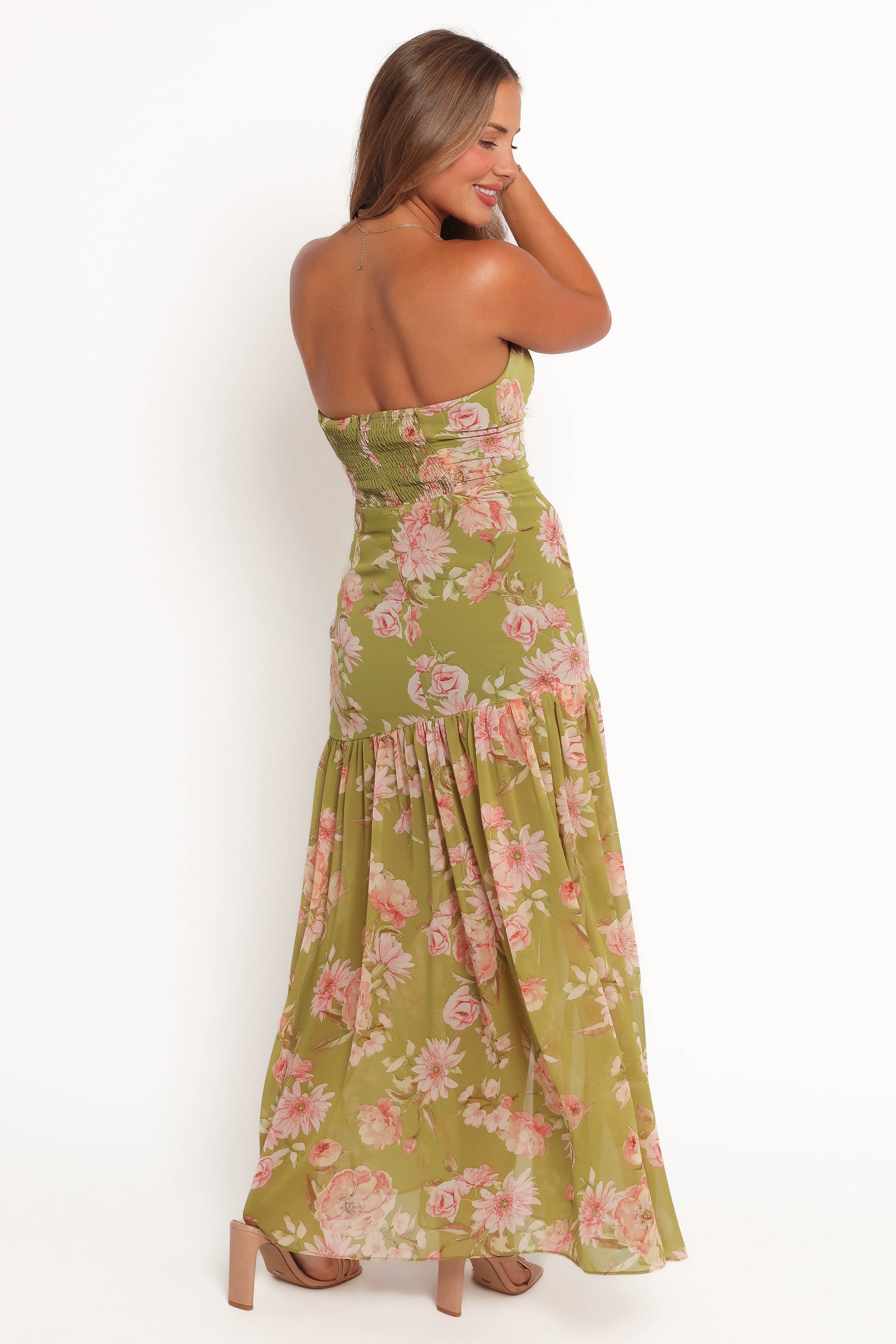 Selene Strapless Floral Maxi Dress with Back Shirring