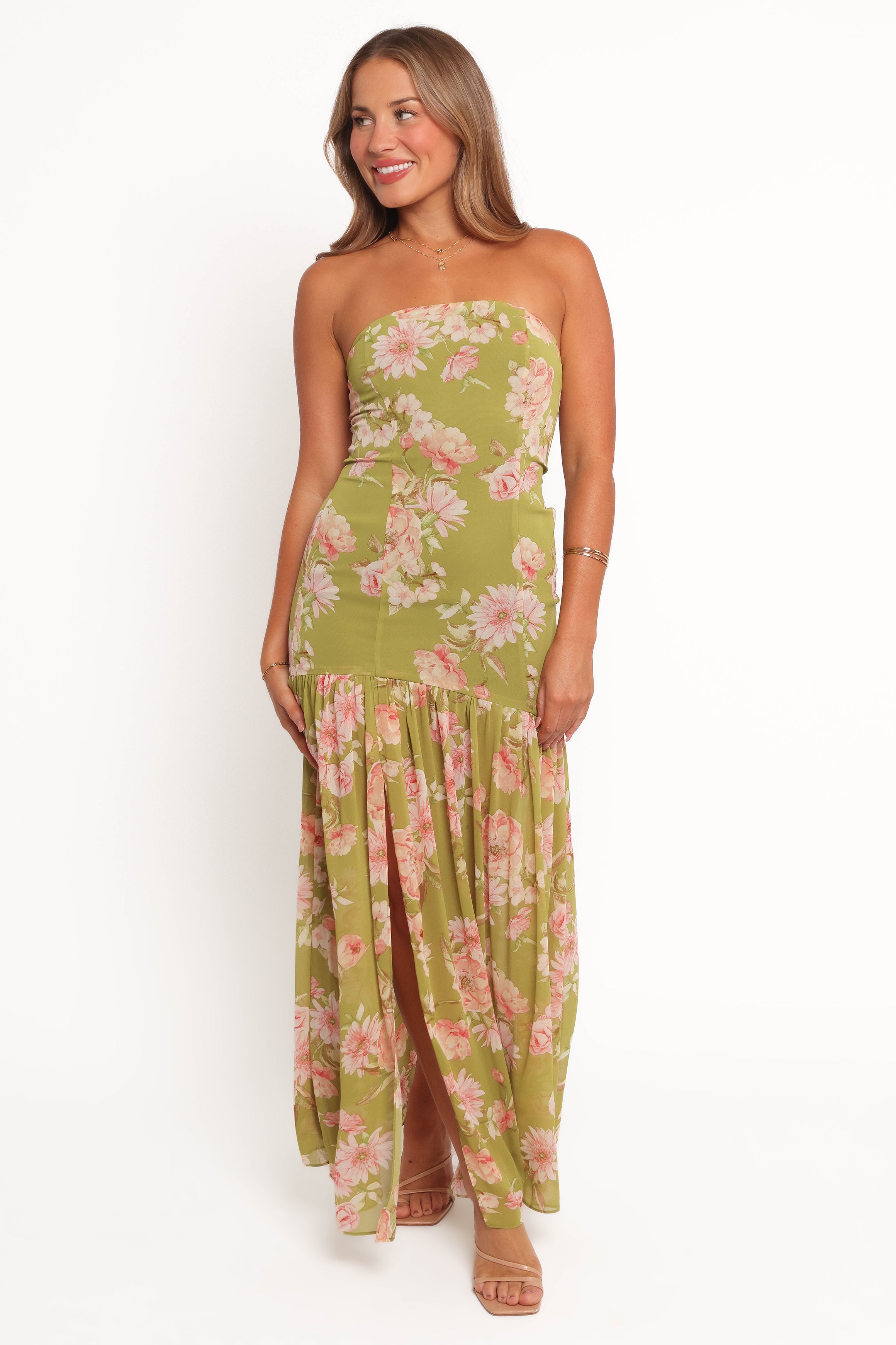 Selene Strapless Floral Maxi Dress with Back Shirring