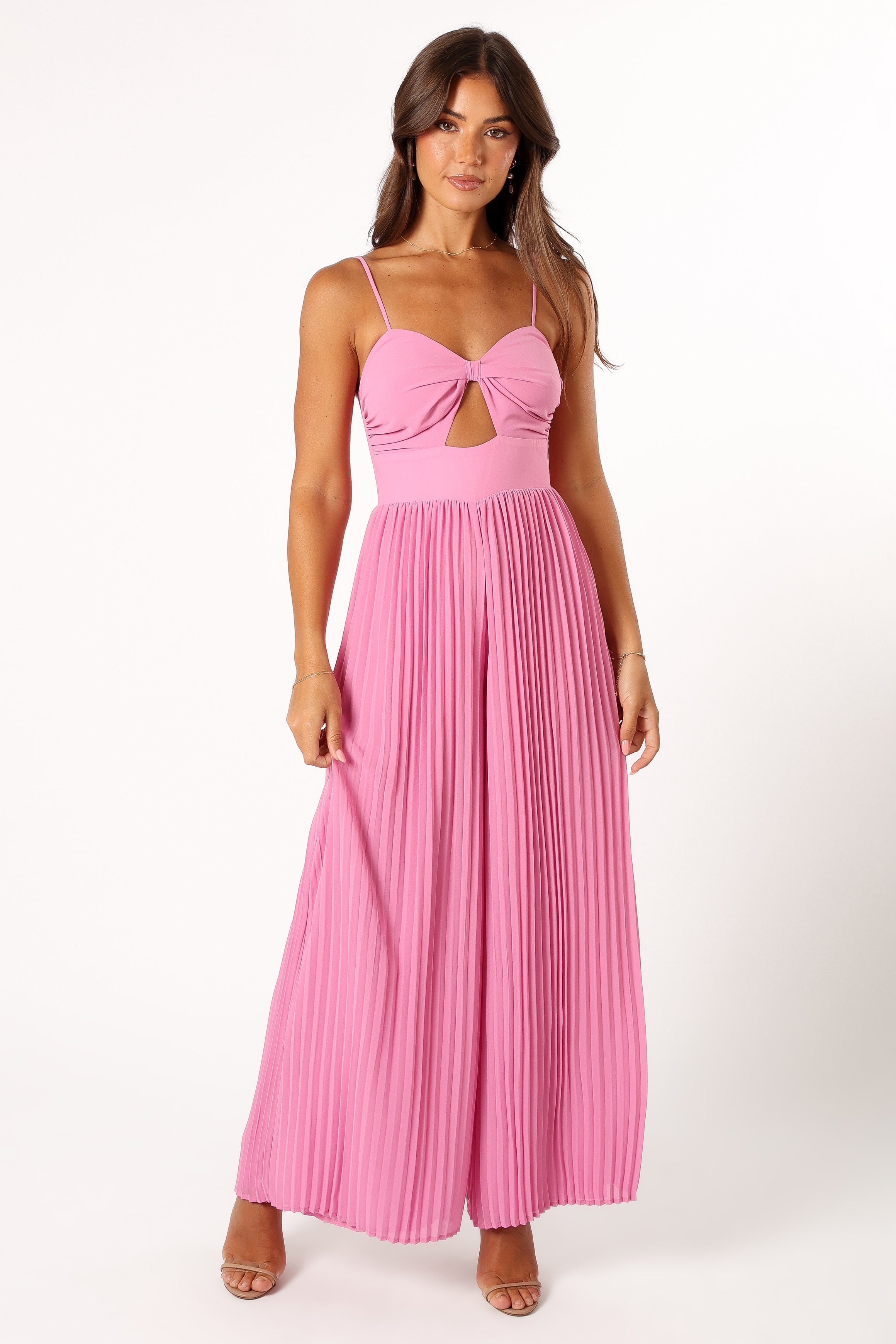 Pink Alice Sweetheart Neckline Wide Leg Jumpsuit