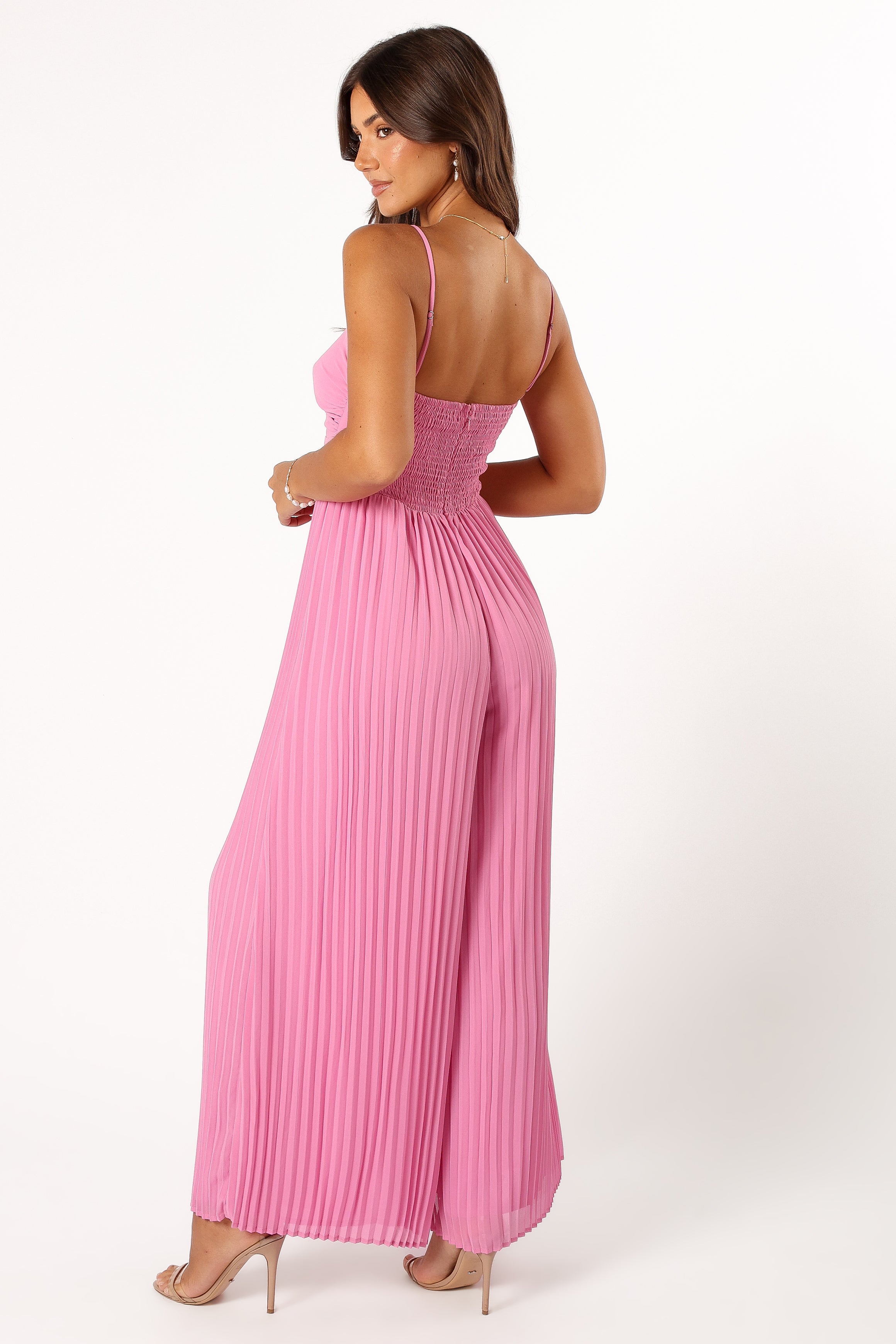 Pink Alice Sweetheart Neckline Wide Leg Jumpsuit