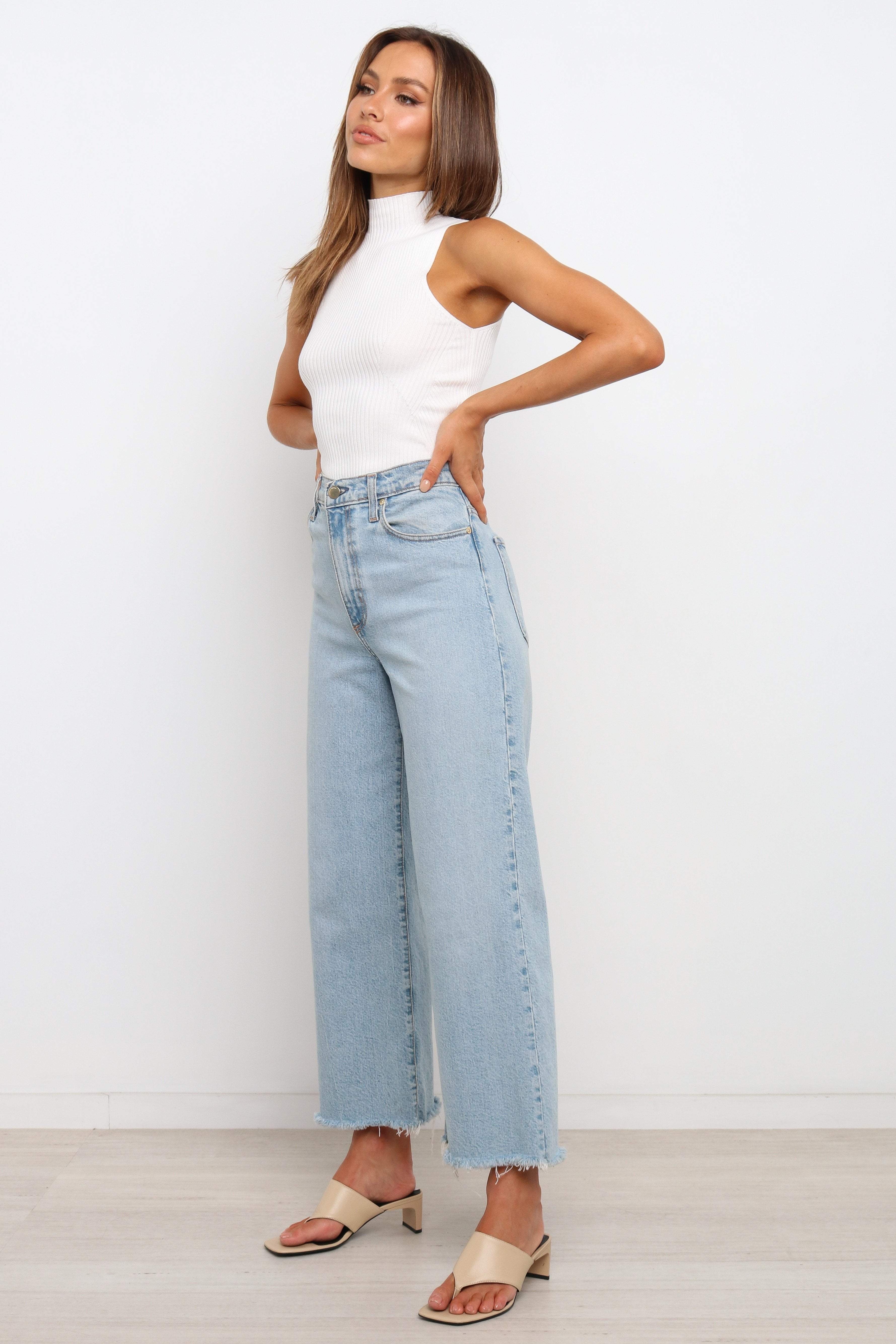 Runie Women's White Runie Mock Neck Cropped Top - Stretch Ribbed Fabric ...