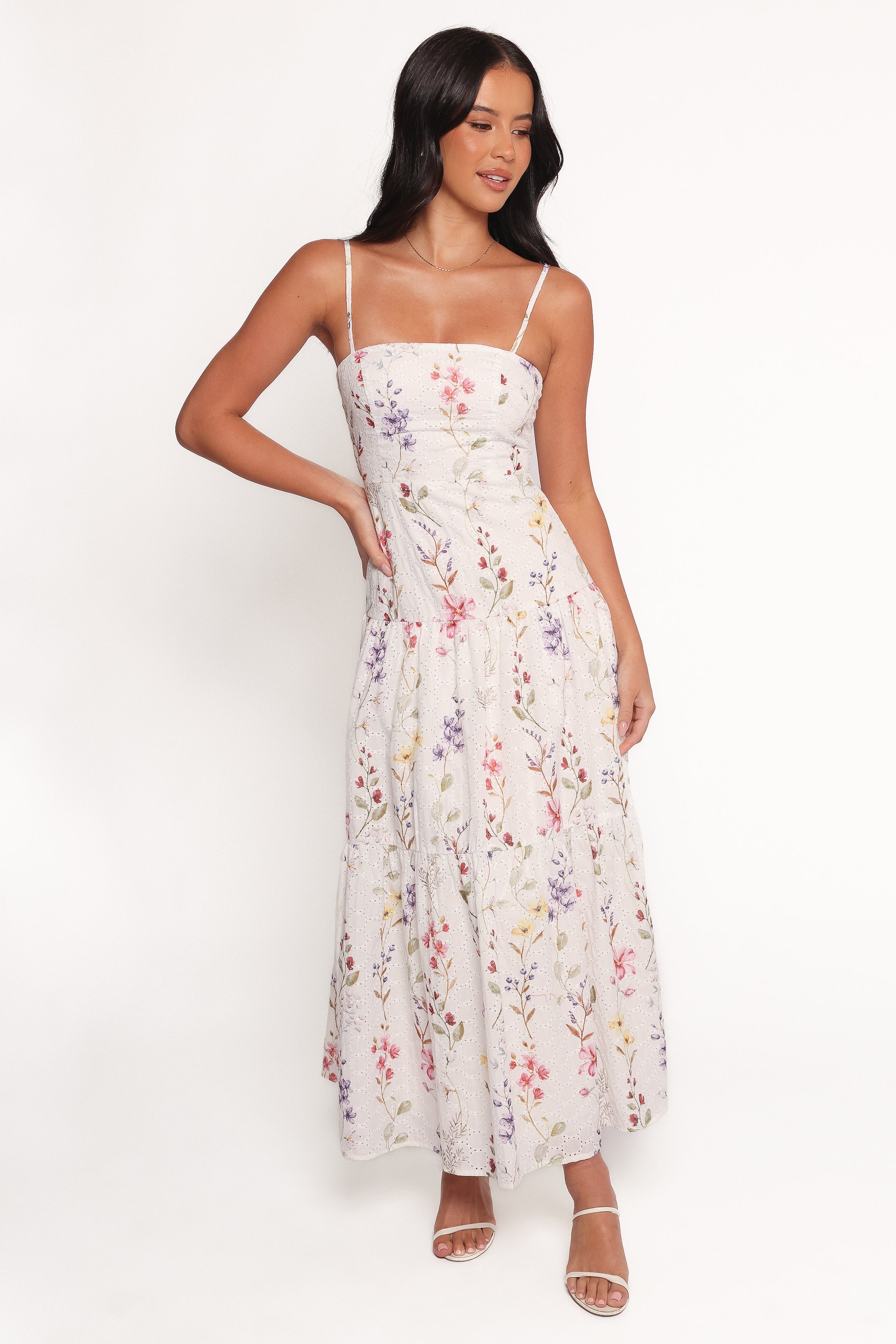 Floral Edith Maxi Dress with Embroidery Anglaise Overlay