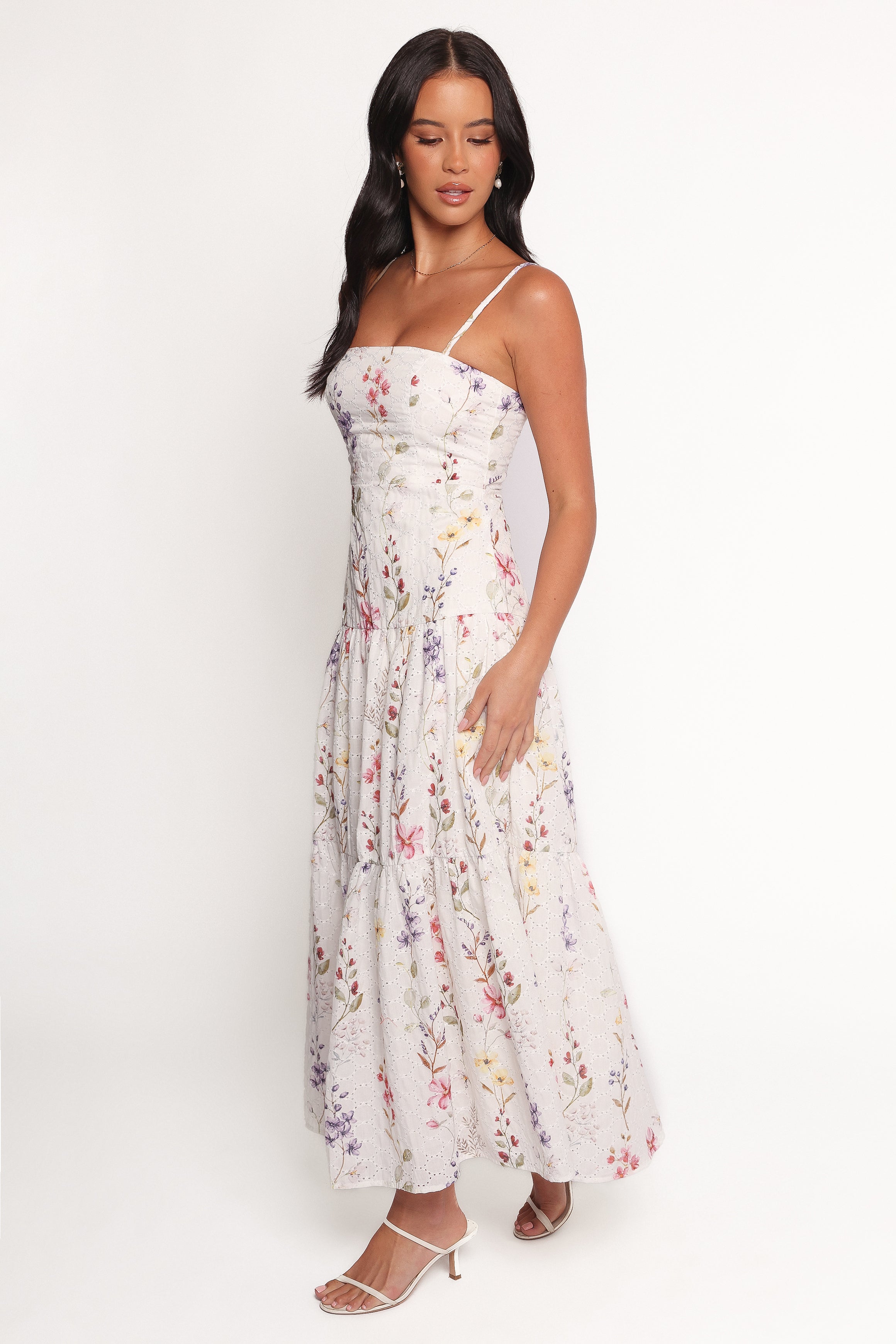 Floral Edith Maxi Dress with Embroidery Anglaise Overlay