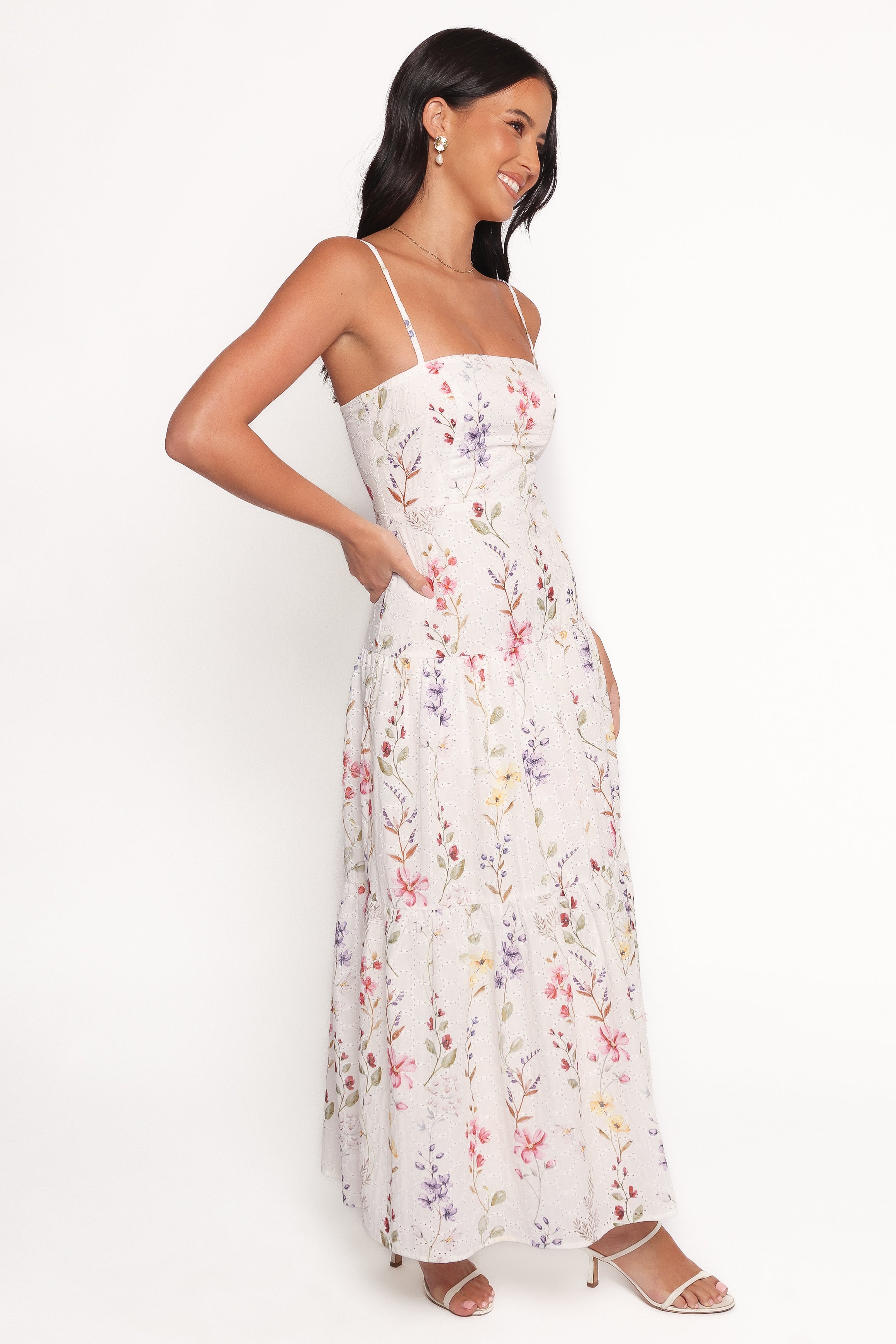 Floral Edith Maxi Dress with Embroidery Anglaise Overlay