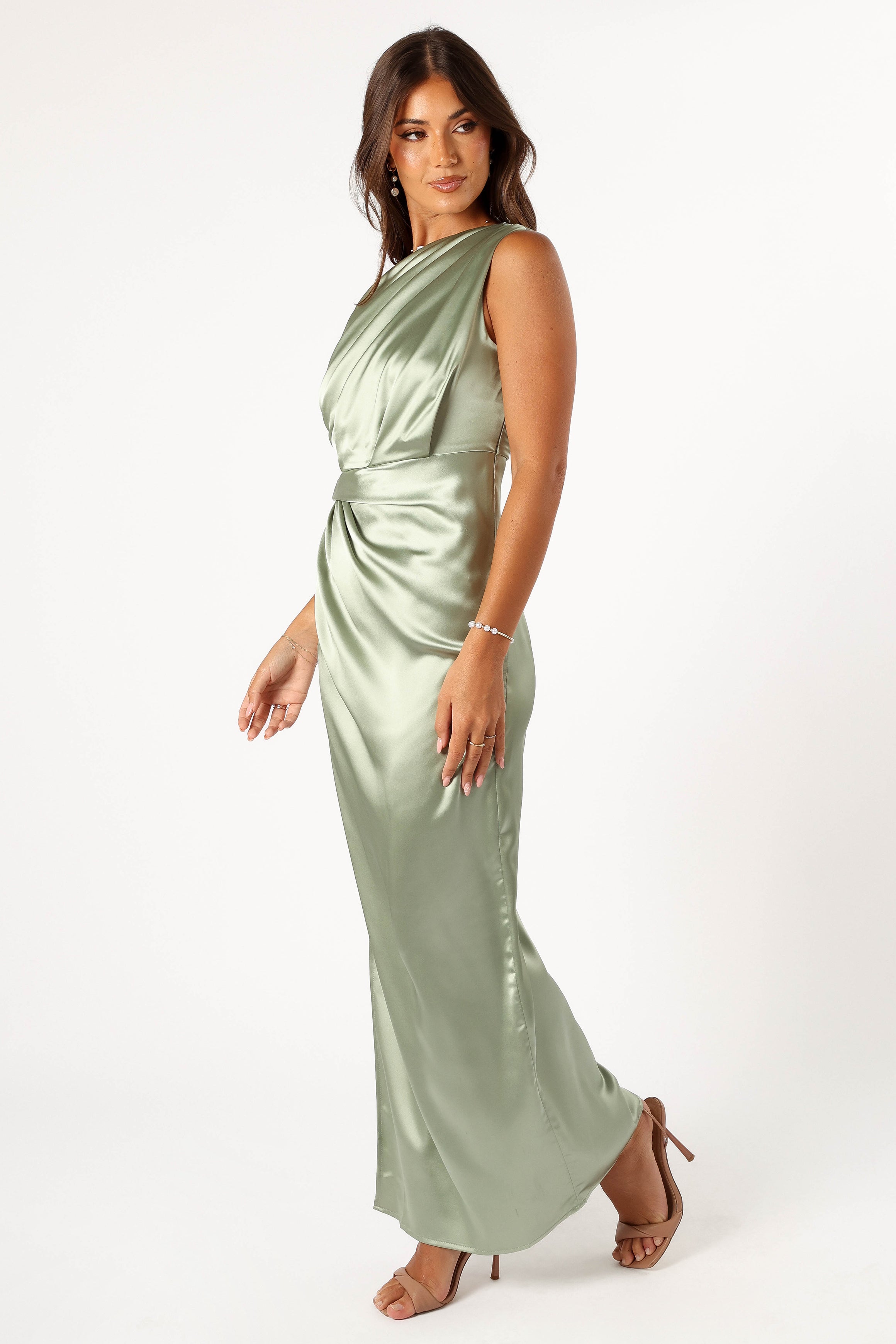 Nadia Sage Satin One Shoulder Maxi Dress for Special Occasions
