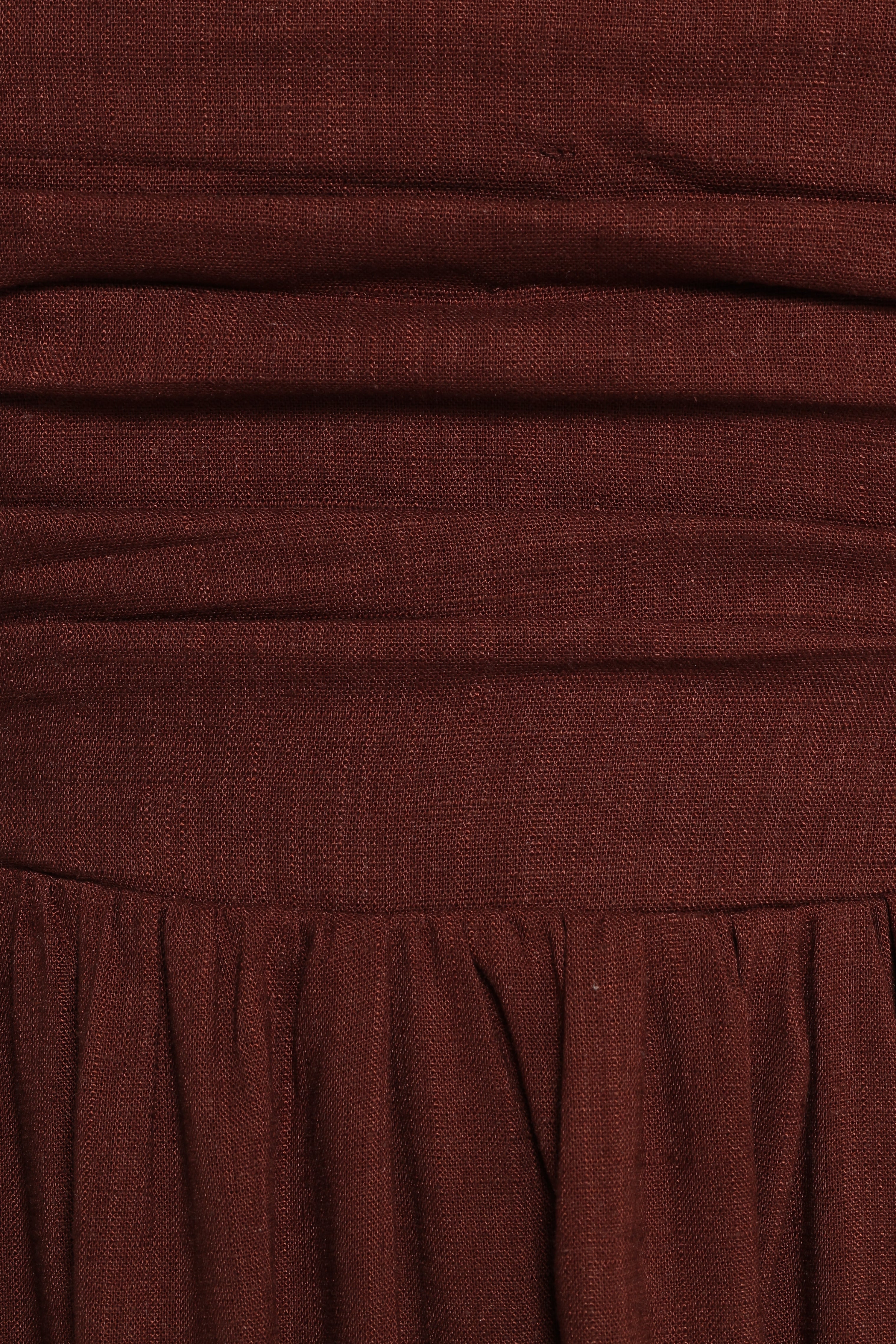 Chocolate Brown Strapless Maxi Dress - Kayt Linen Rayon