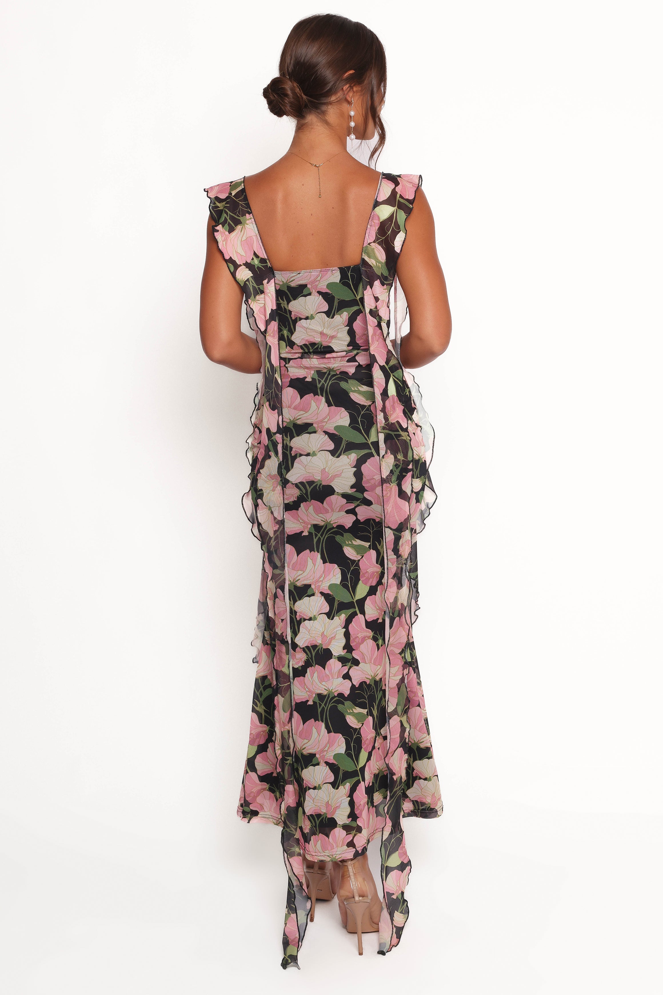 Chiara Floral Maxi Dress with Cowl Neck & Ruffle Straps