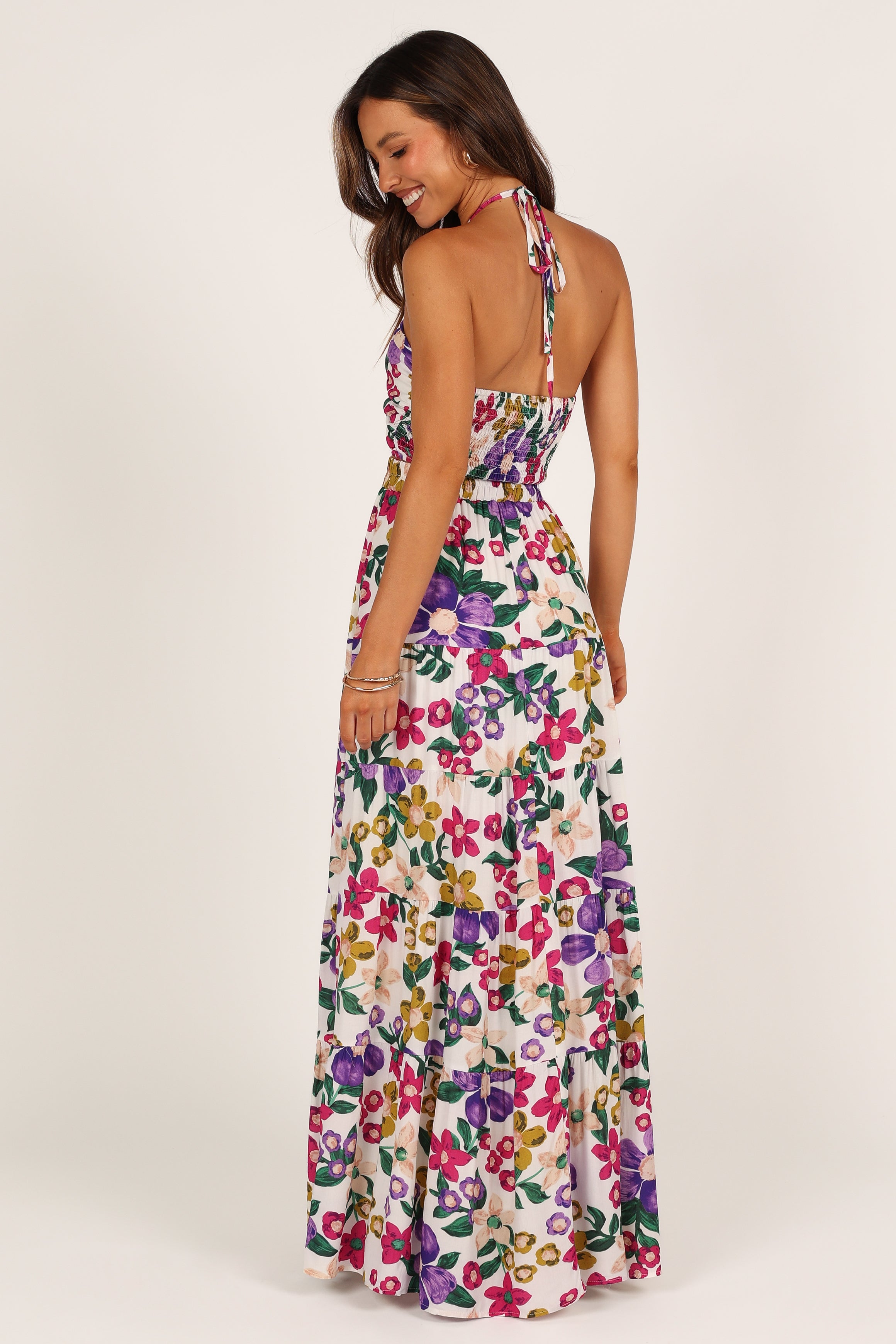 Floral Halter Top & Maxi Skirt Set - Kari - 100% Rayon