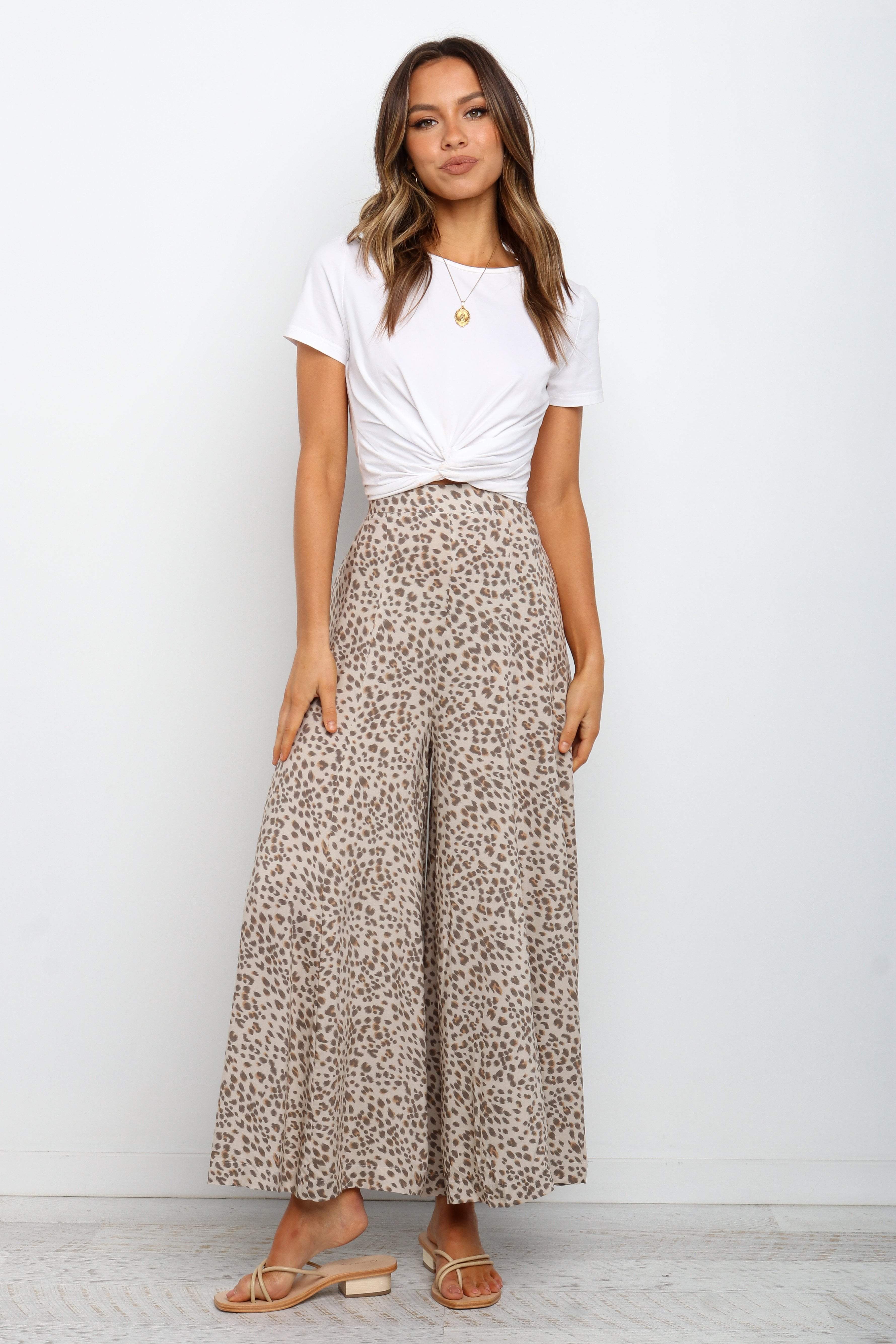 Selby High Waisted Beige Rayon Pants - Lightweight & Comfortable