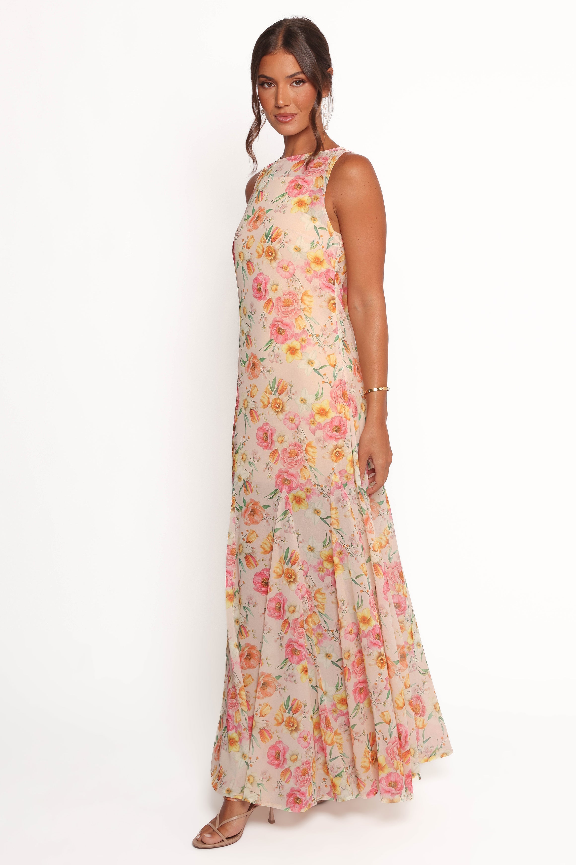 Peony Floral Maxi Dress with Tie Back - Keani