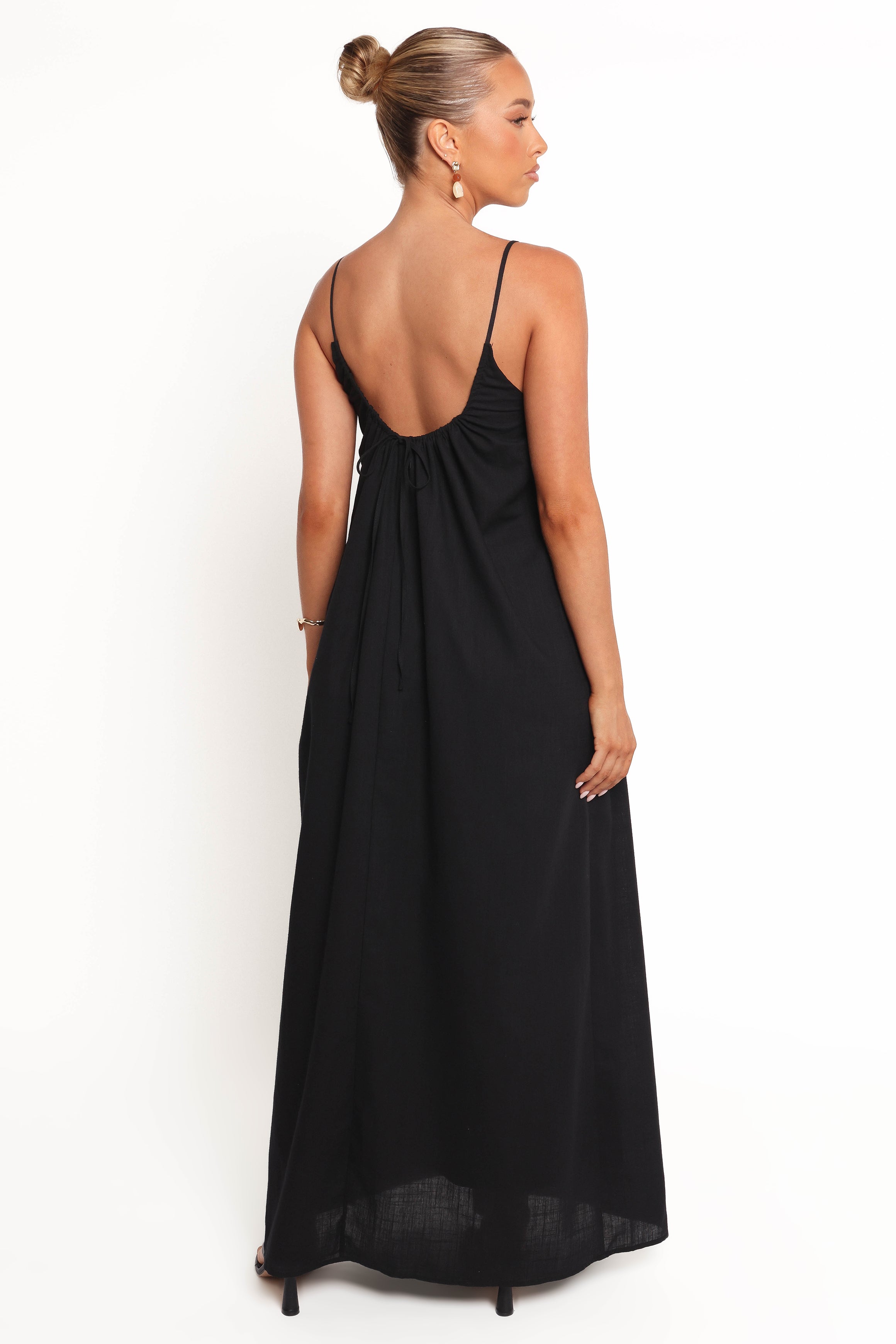 Lumina Adjustable Strap Maxi Dress with Pockets - Black