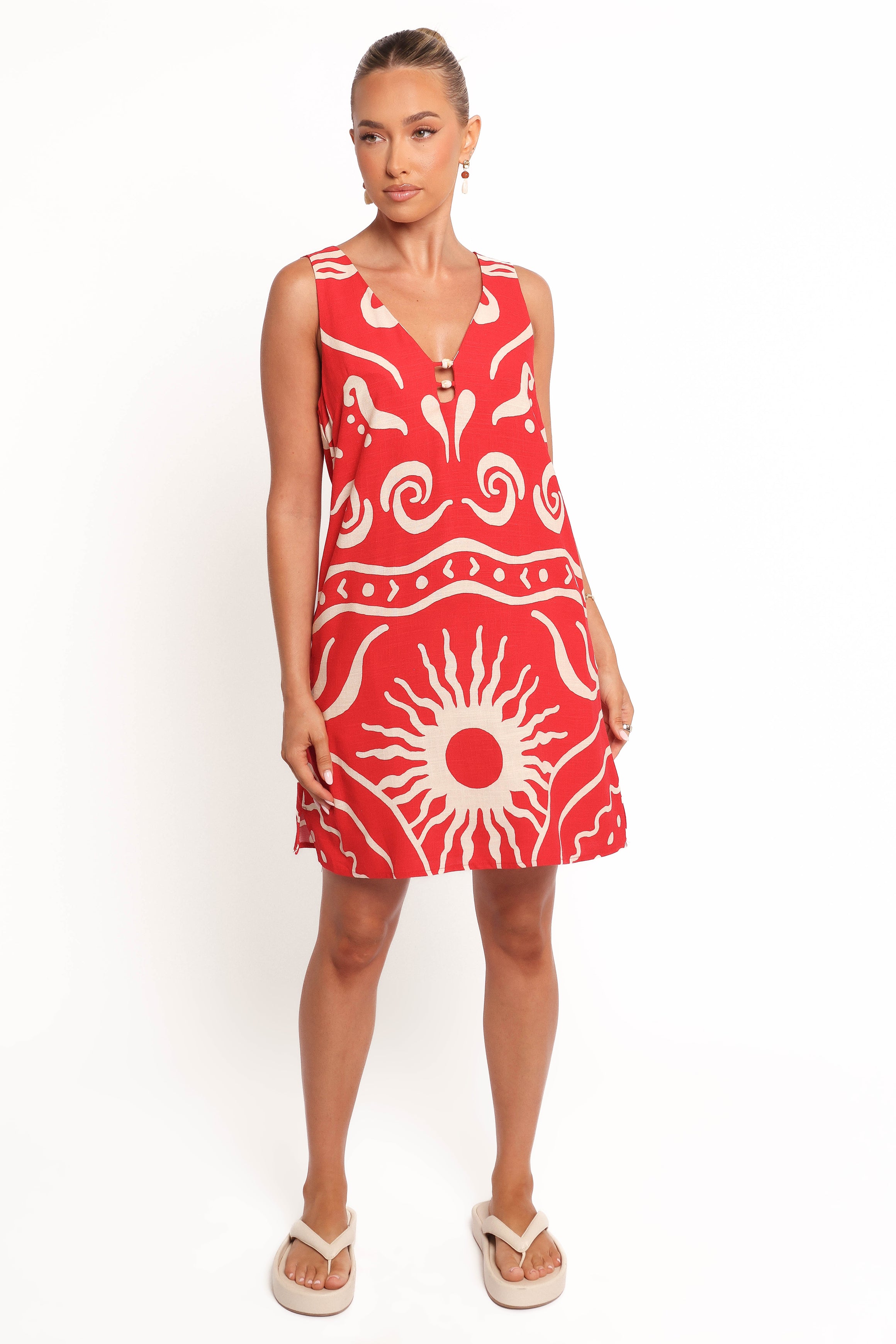 Giulia Mini Dress with Cut-Out & Bead Detail - Summer Rayon