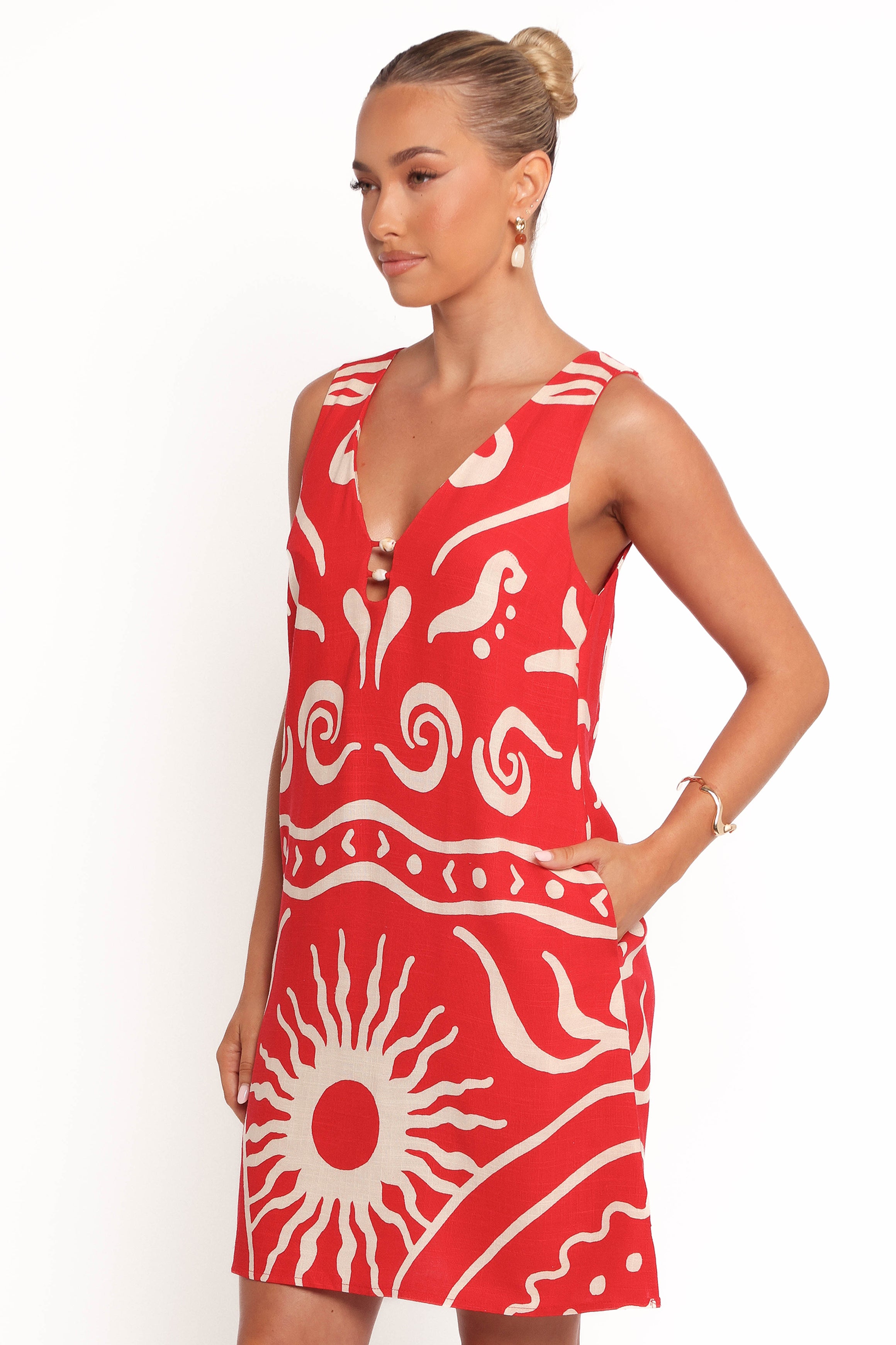 Giulia Mini Dress with Cut-Out & Bead Detail - Summer Rayon
