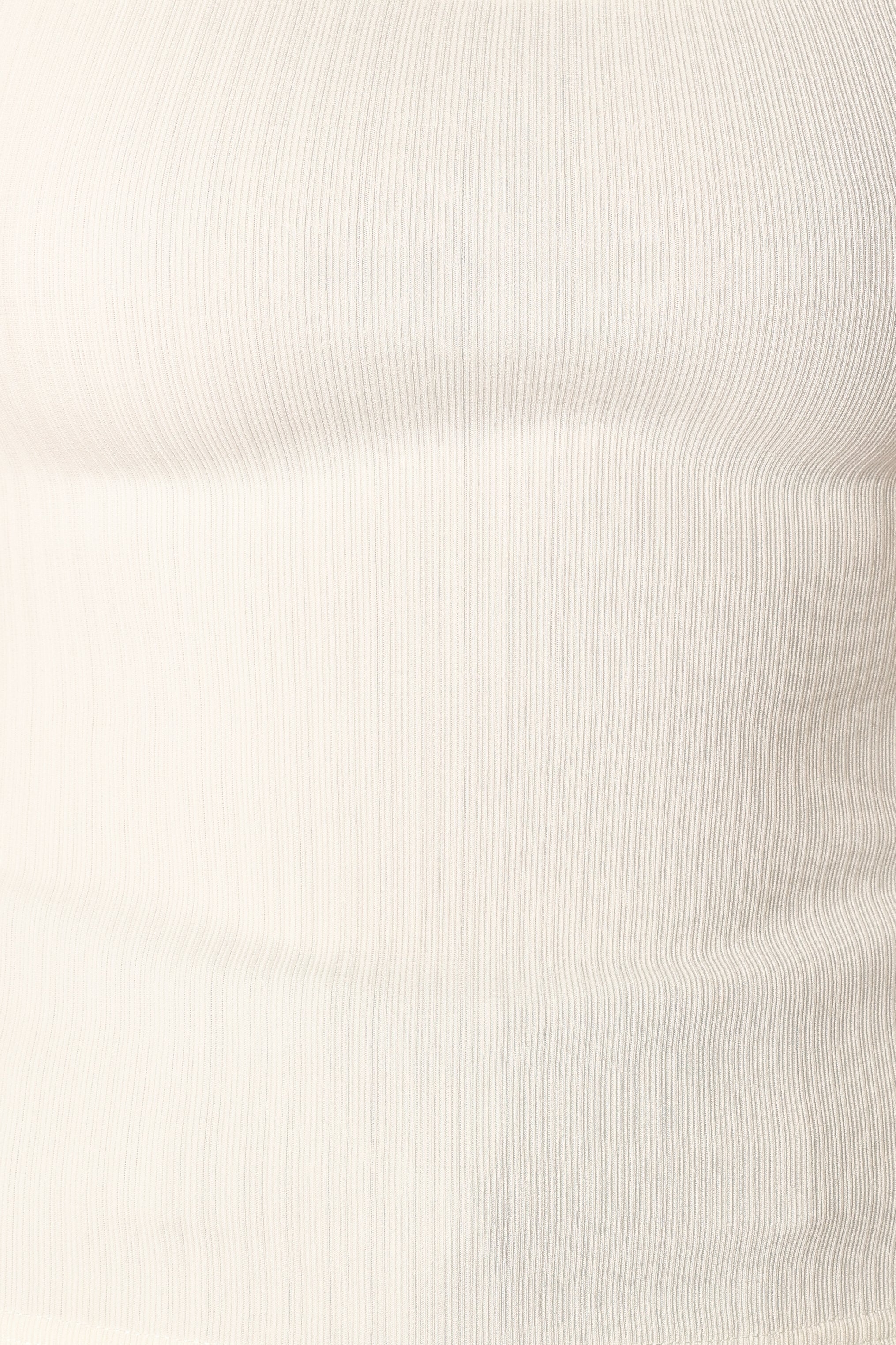 White Sleeveless Ribbed Top - Clara Stretch Lined Blouse
