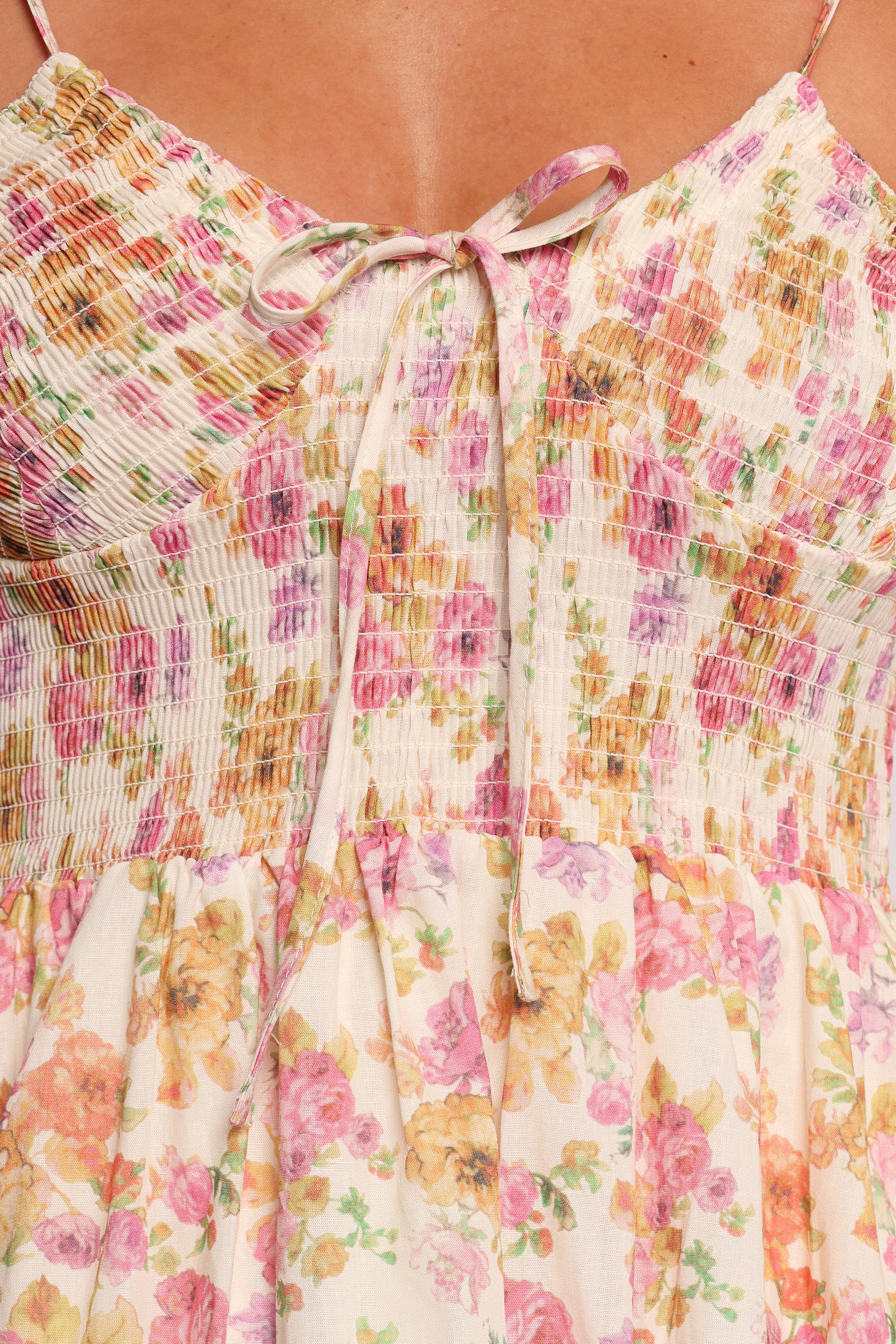 Floral Print Salaca Maxi Dress with Adjustable Straps - Pink & Orange
