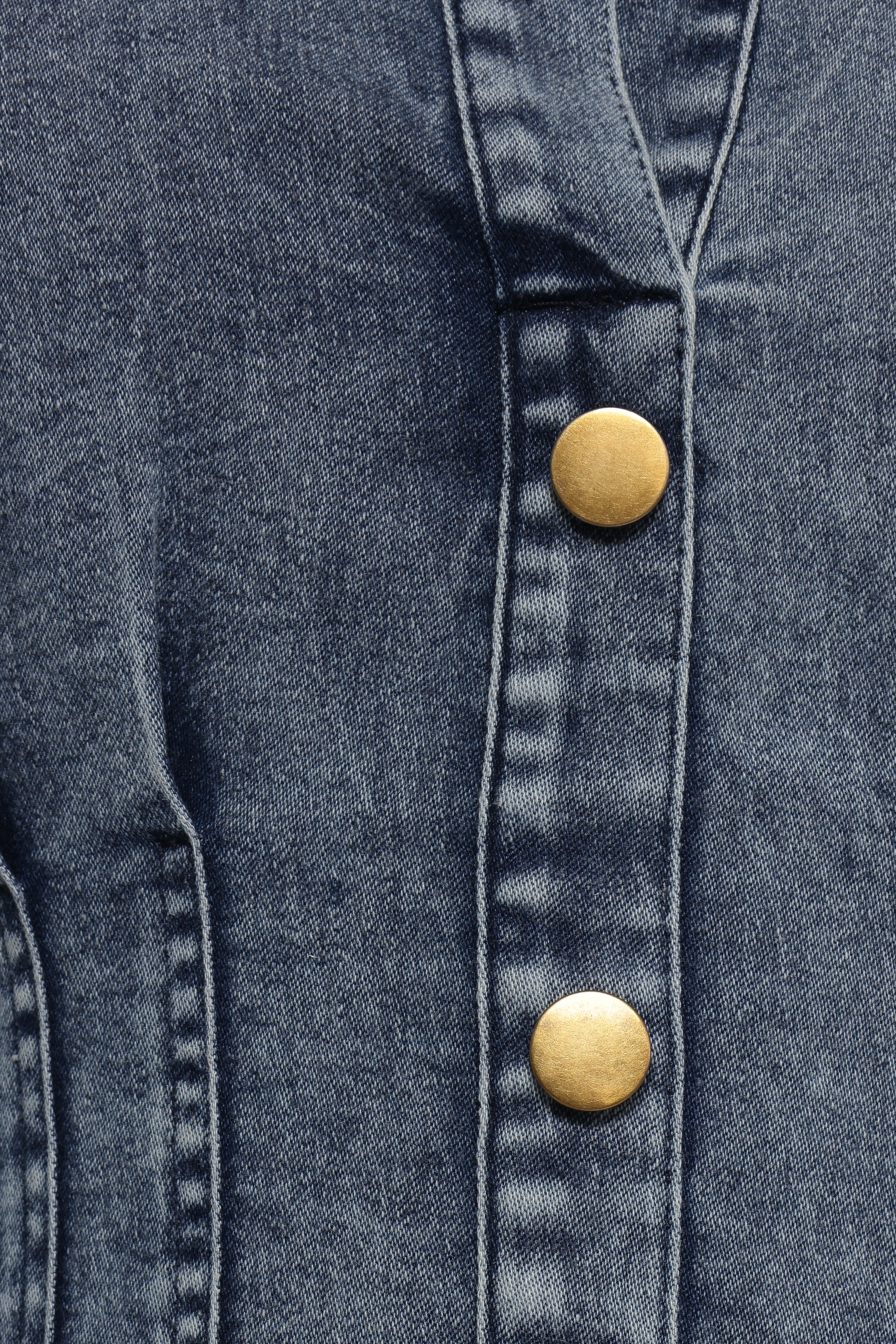 Denim Mini Dress with Long Sleeves - Phoenix Stretch Fit