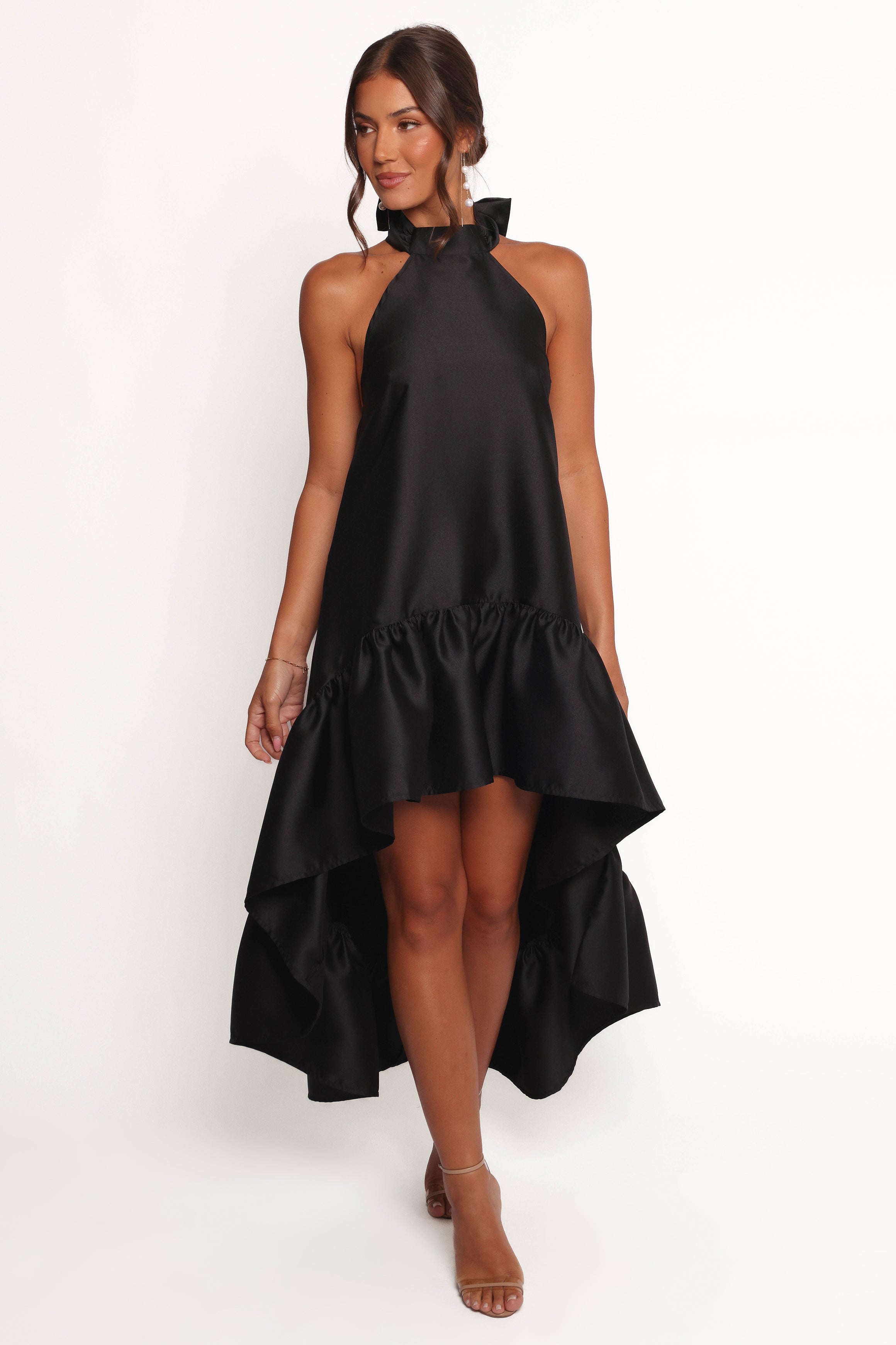 Soren Black Halterneck Midi Dress with Backless Design