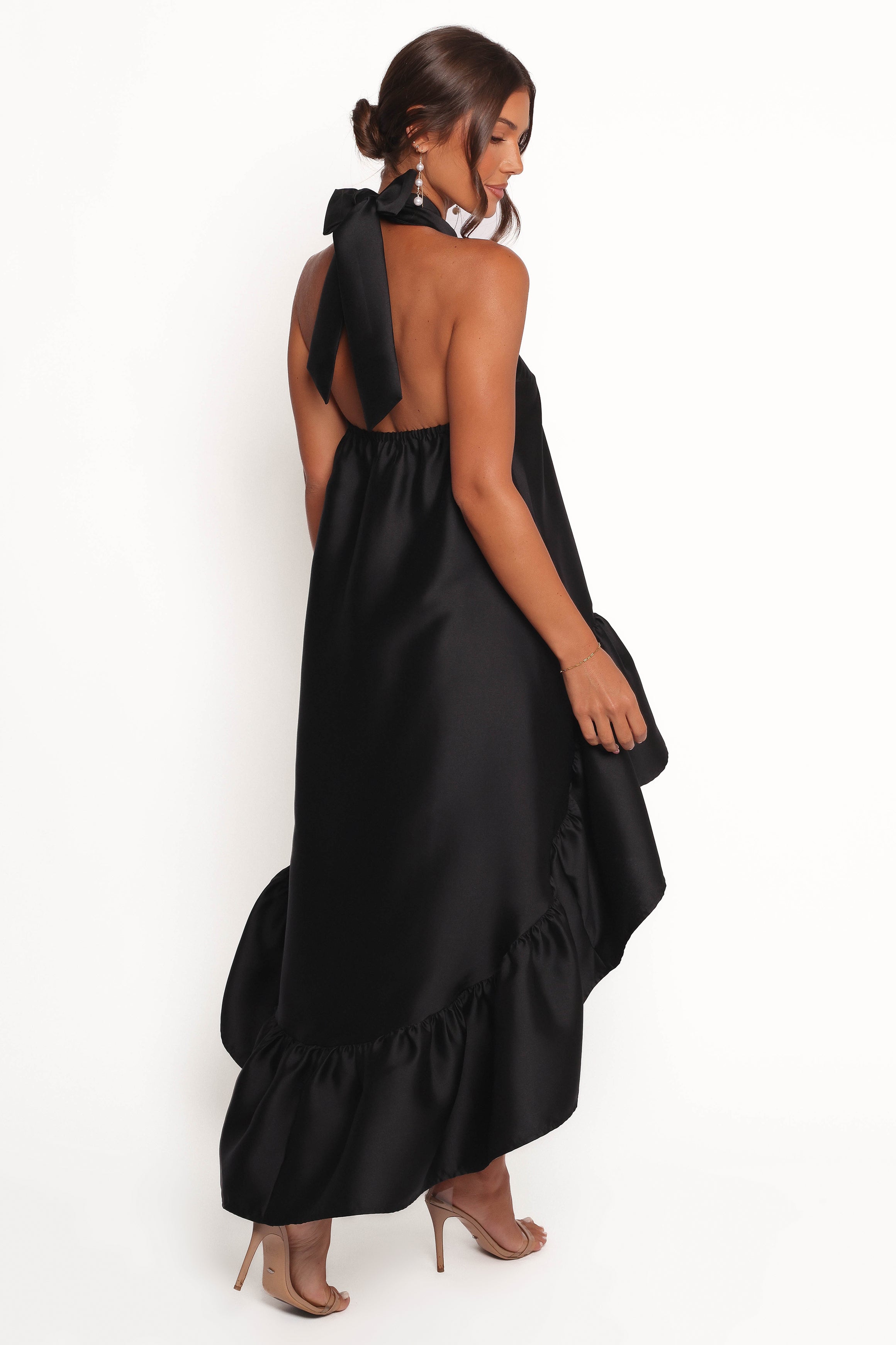 Soren Black Halterneck Midi Dress with Backless Design