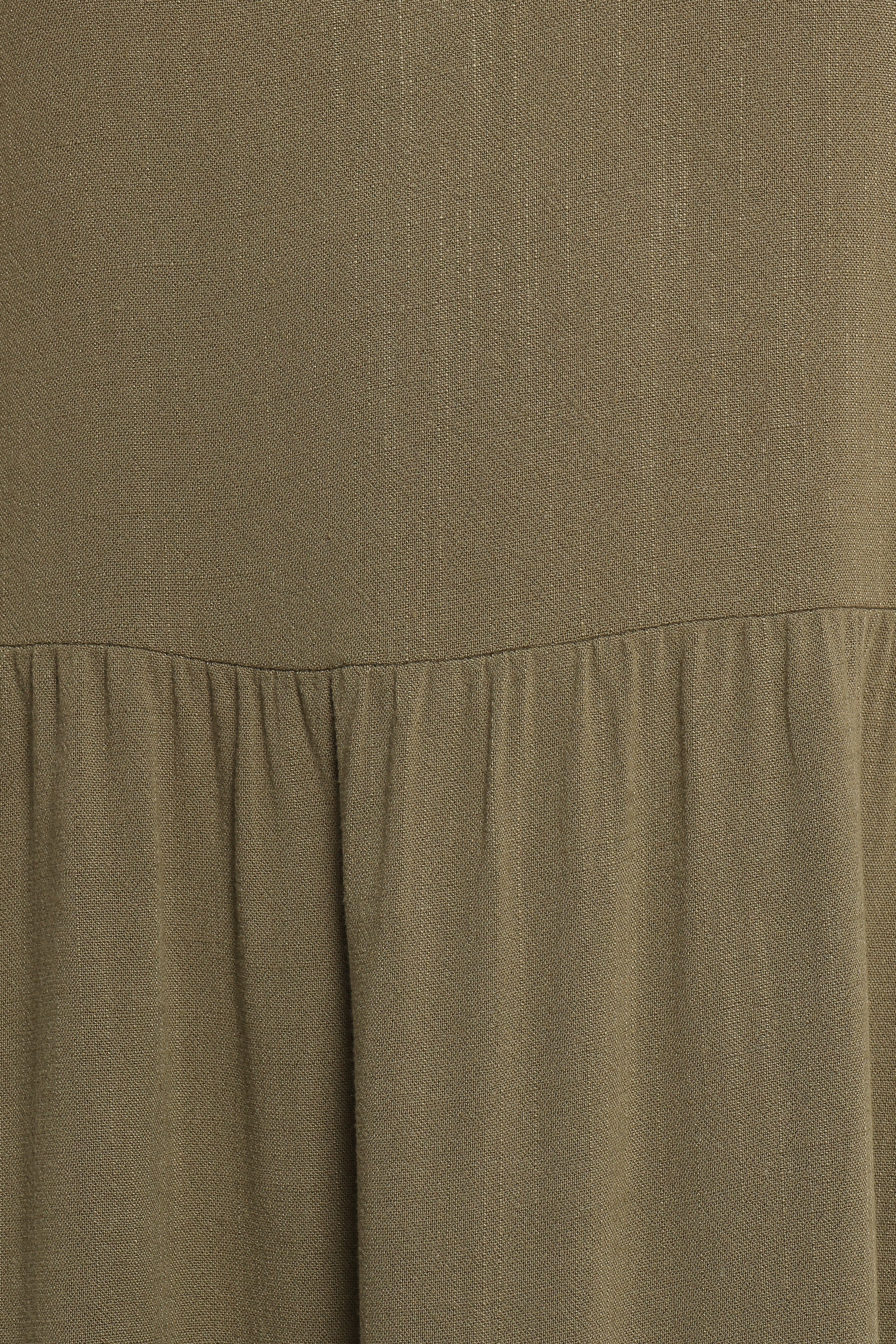 Linen Midi Dress with Pockets - Marcy Olive Tiered Dress