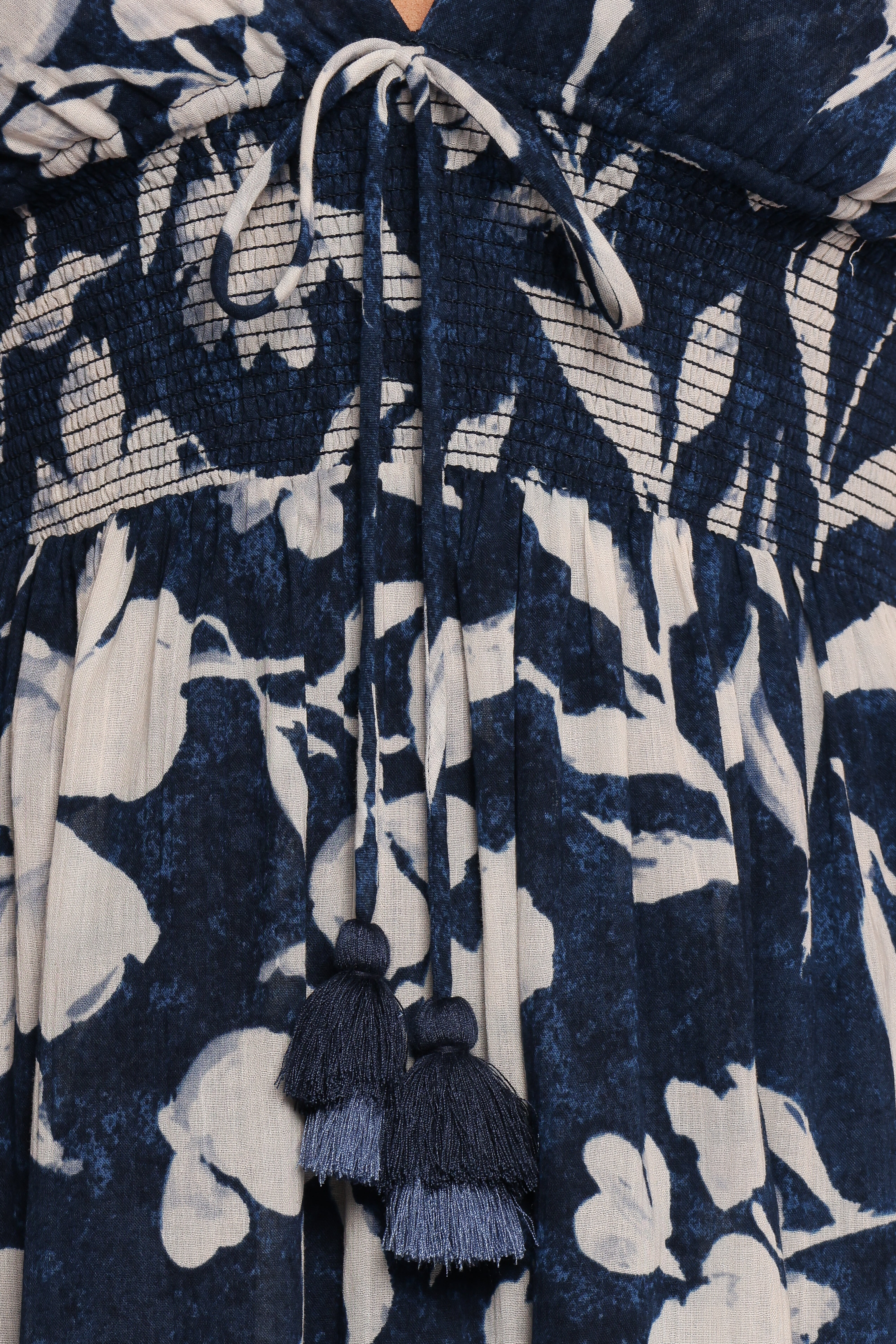 Coralie Floral Print Cotton Maxi Dress - Navy Peony Halter Neck