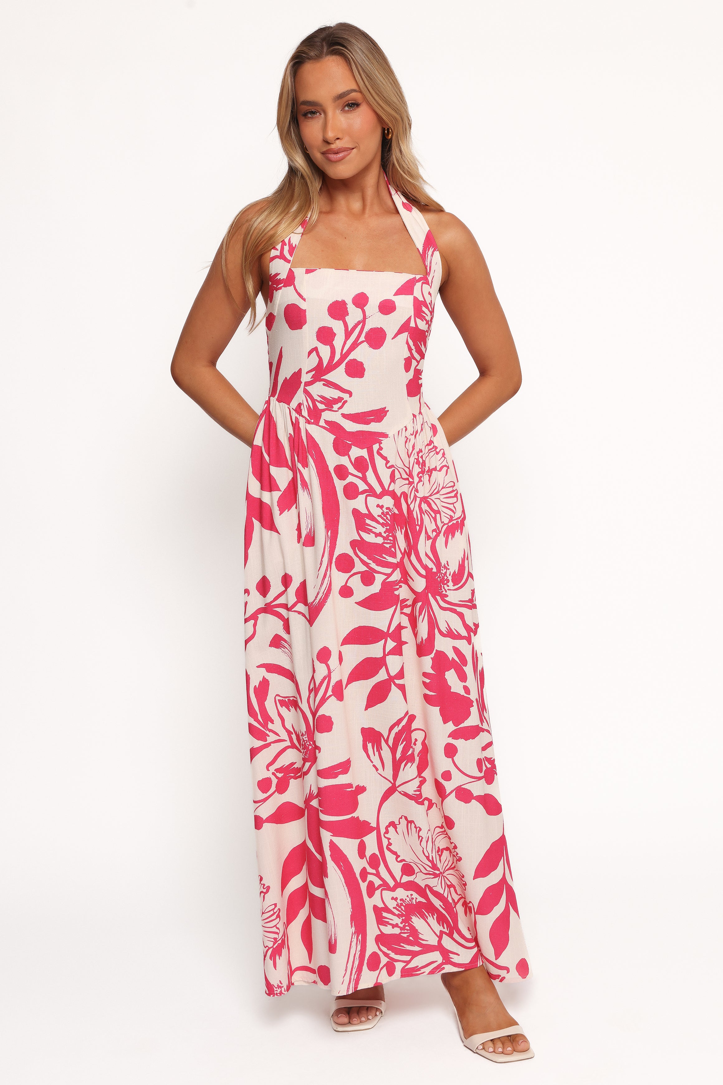 Floral Halter Neck Midi Dress - Kiera Rosalind