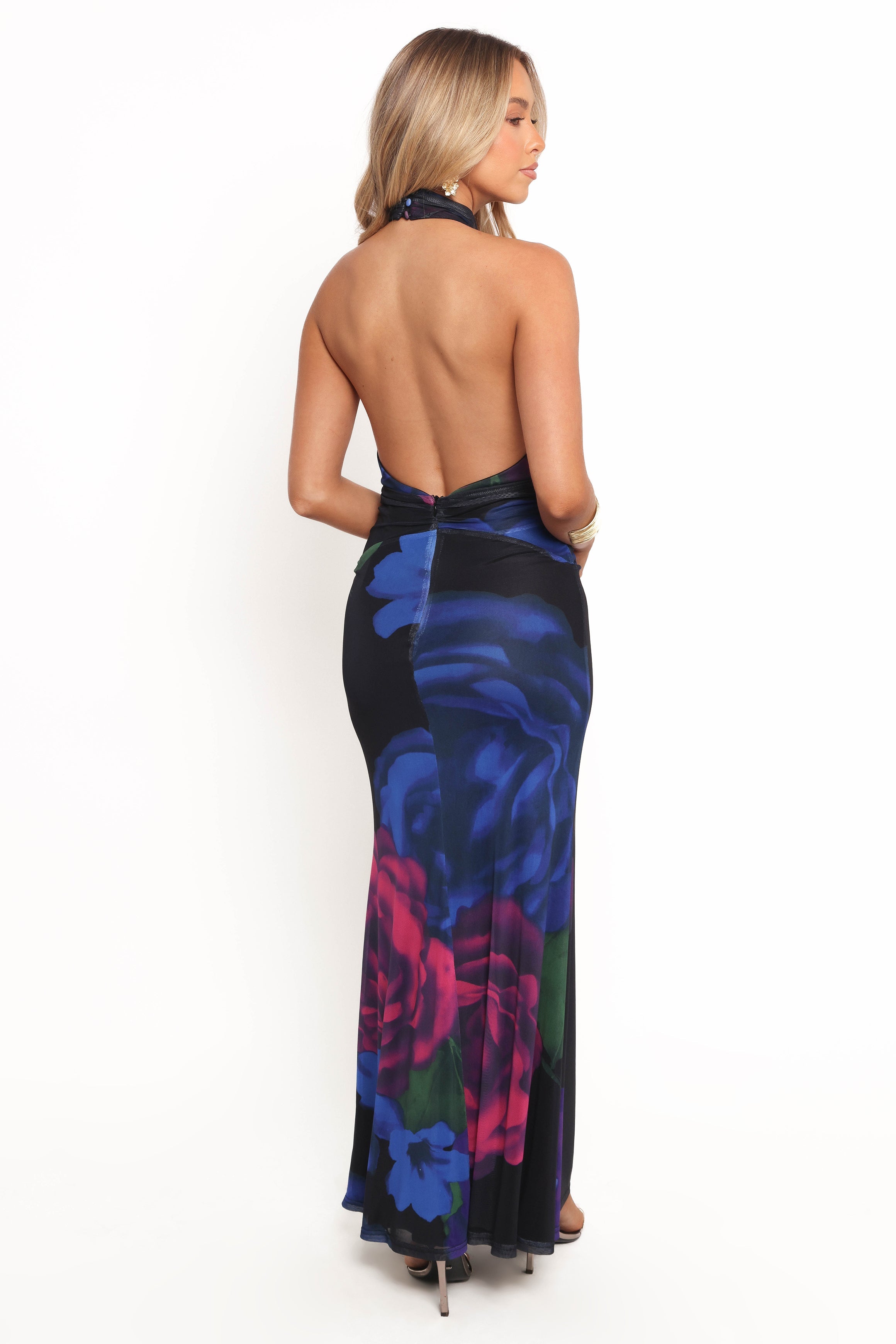 Floral Print Antonie Maxi Dress - Halter Neck Backless Design