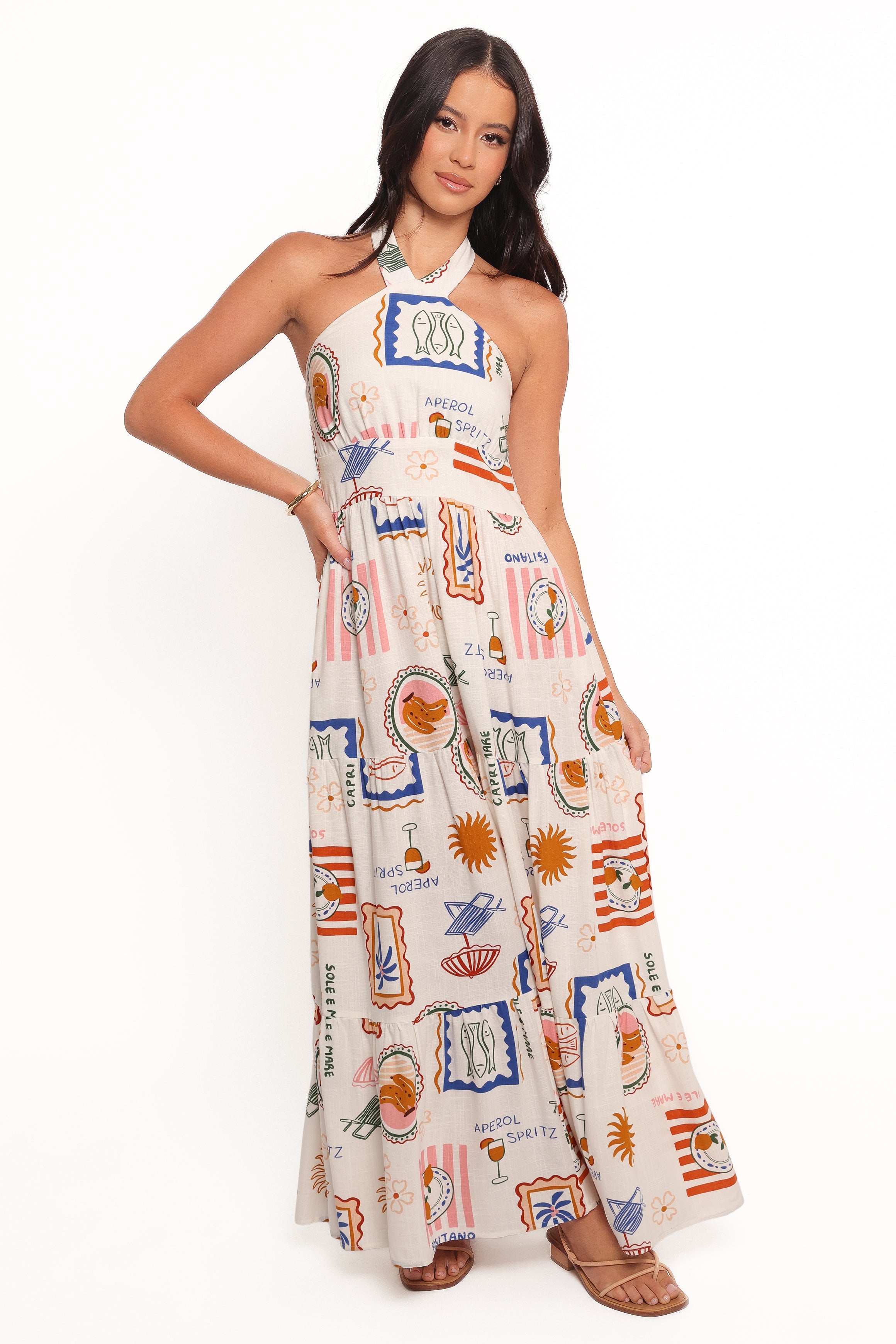 Jelena Halter Neck Maxi Dress - Ocean Oasis Print