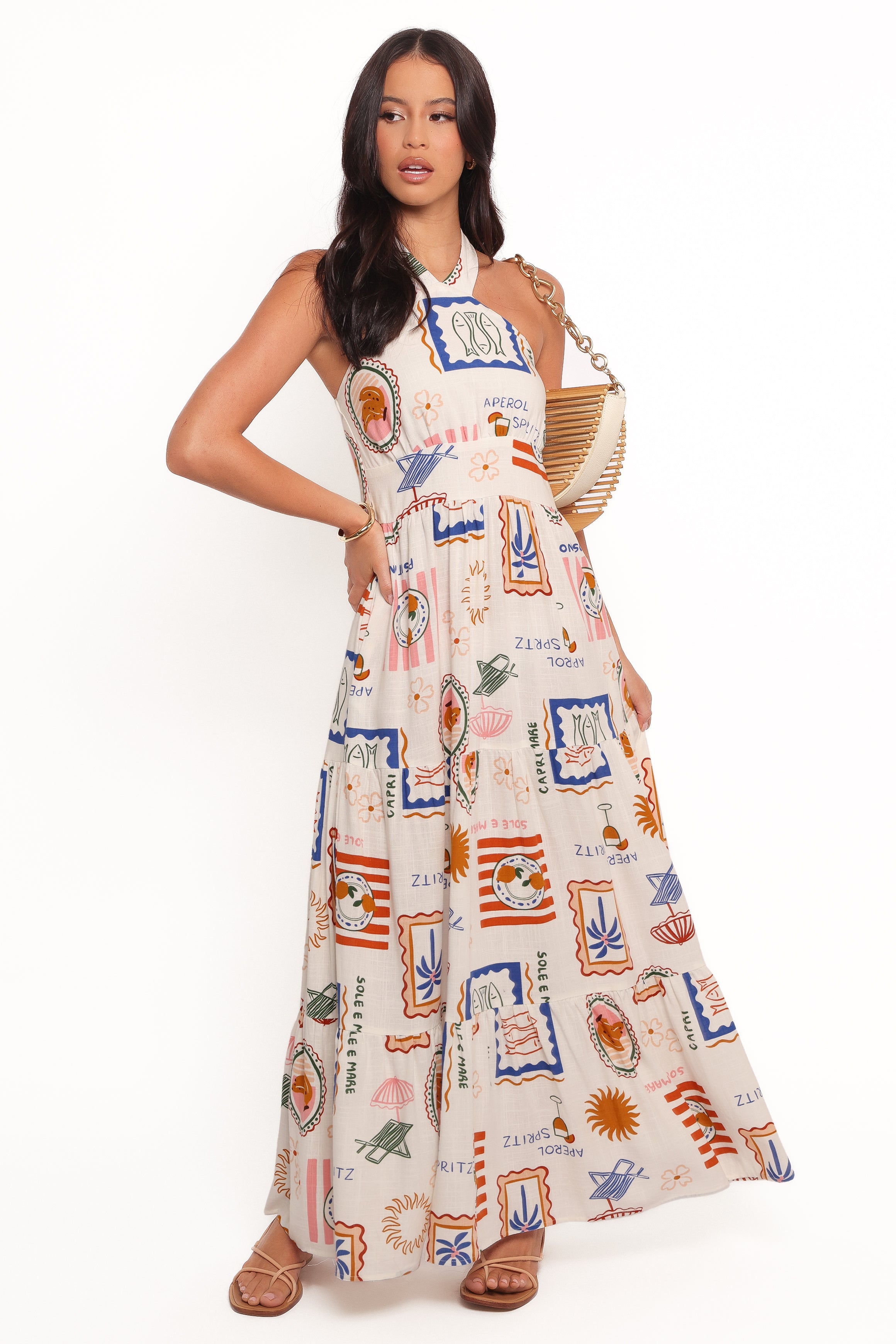 Jelena Halter Neck Maxi Dress - Ocean Oasis Print