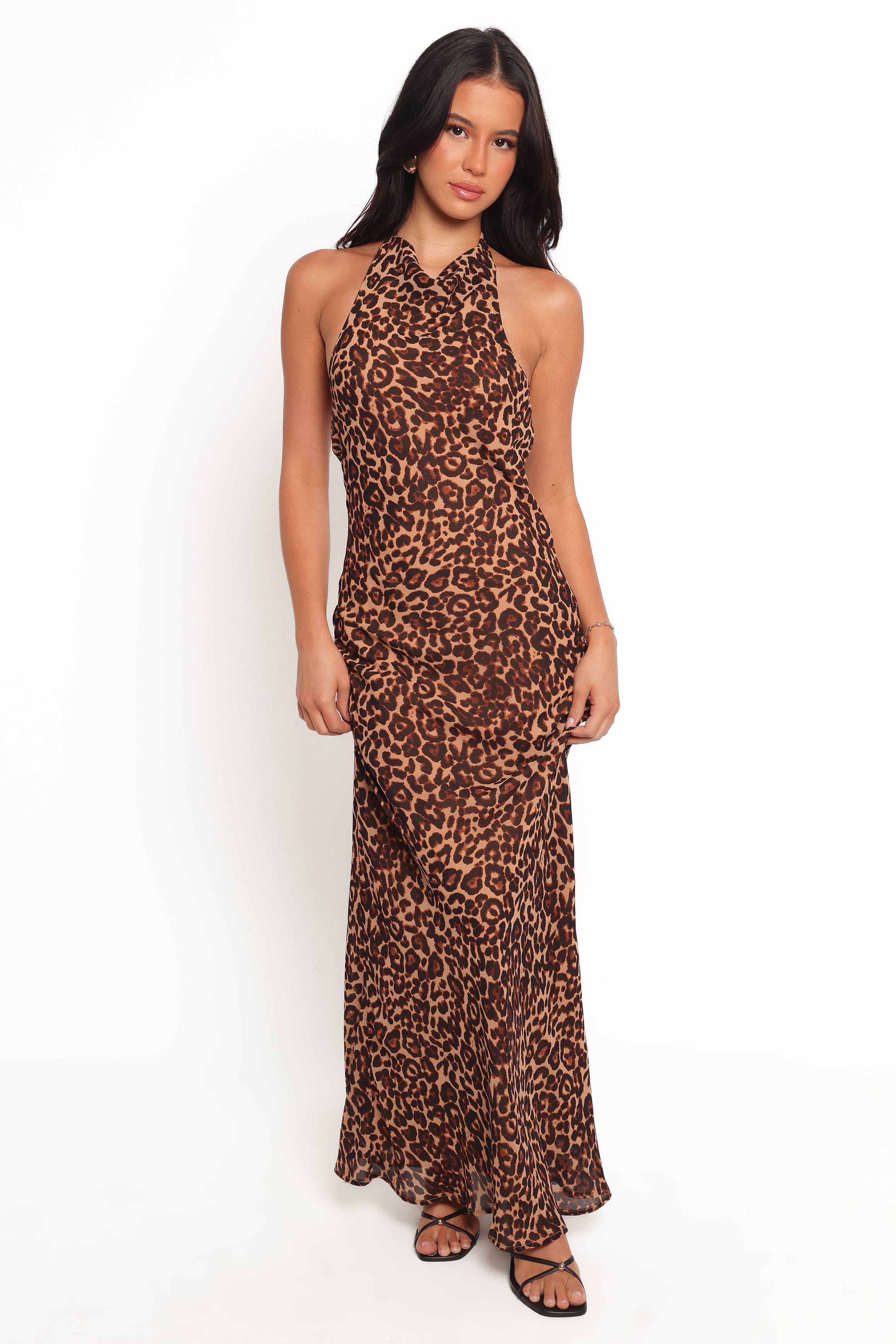 Leopard Print Carolyn Maxi Dress - Halter Neck & Backless Design