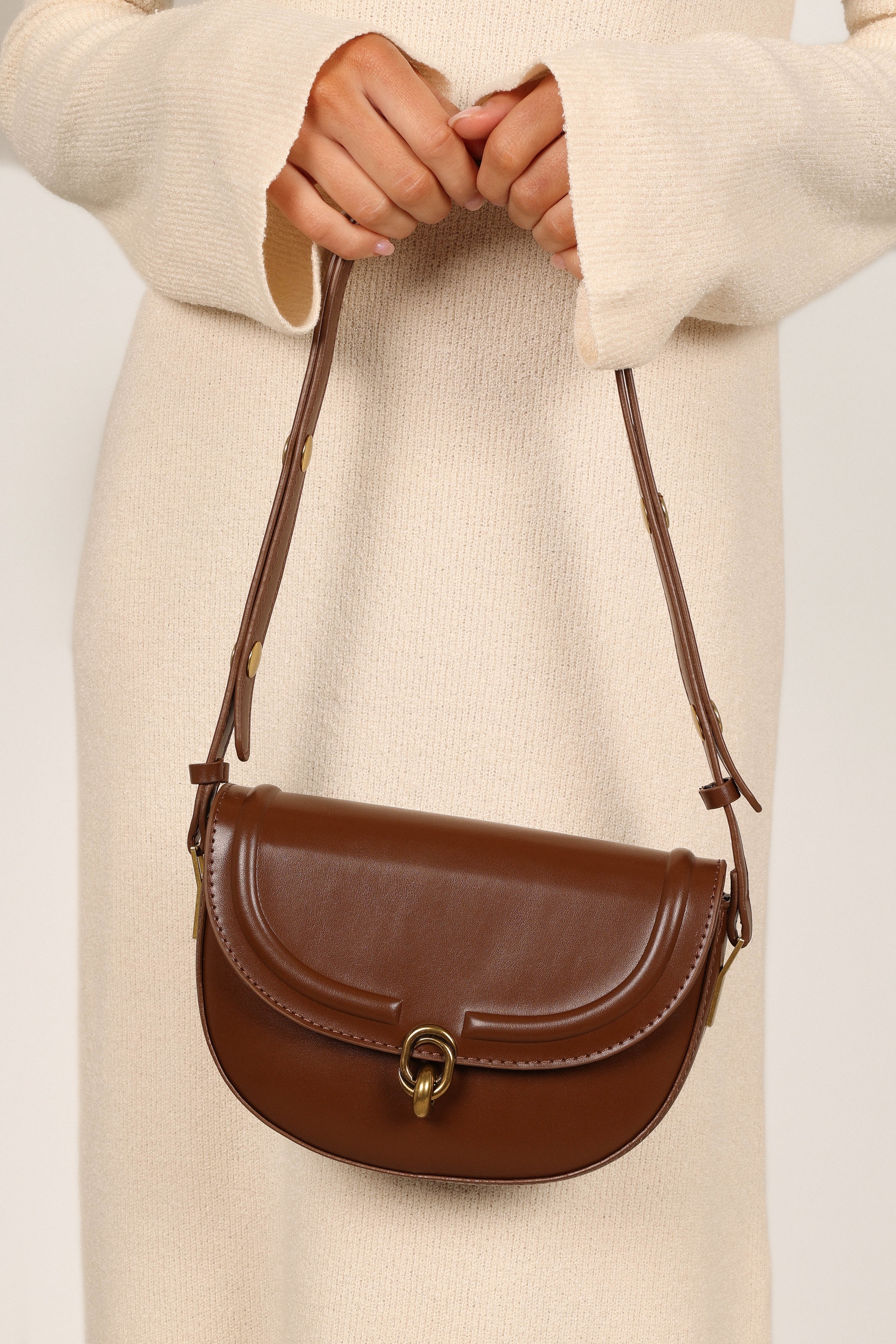Veronica Faux Leather Crossbody Bag with Adjustable Strap - Tan