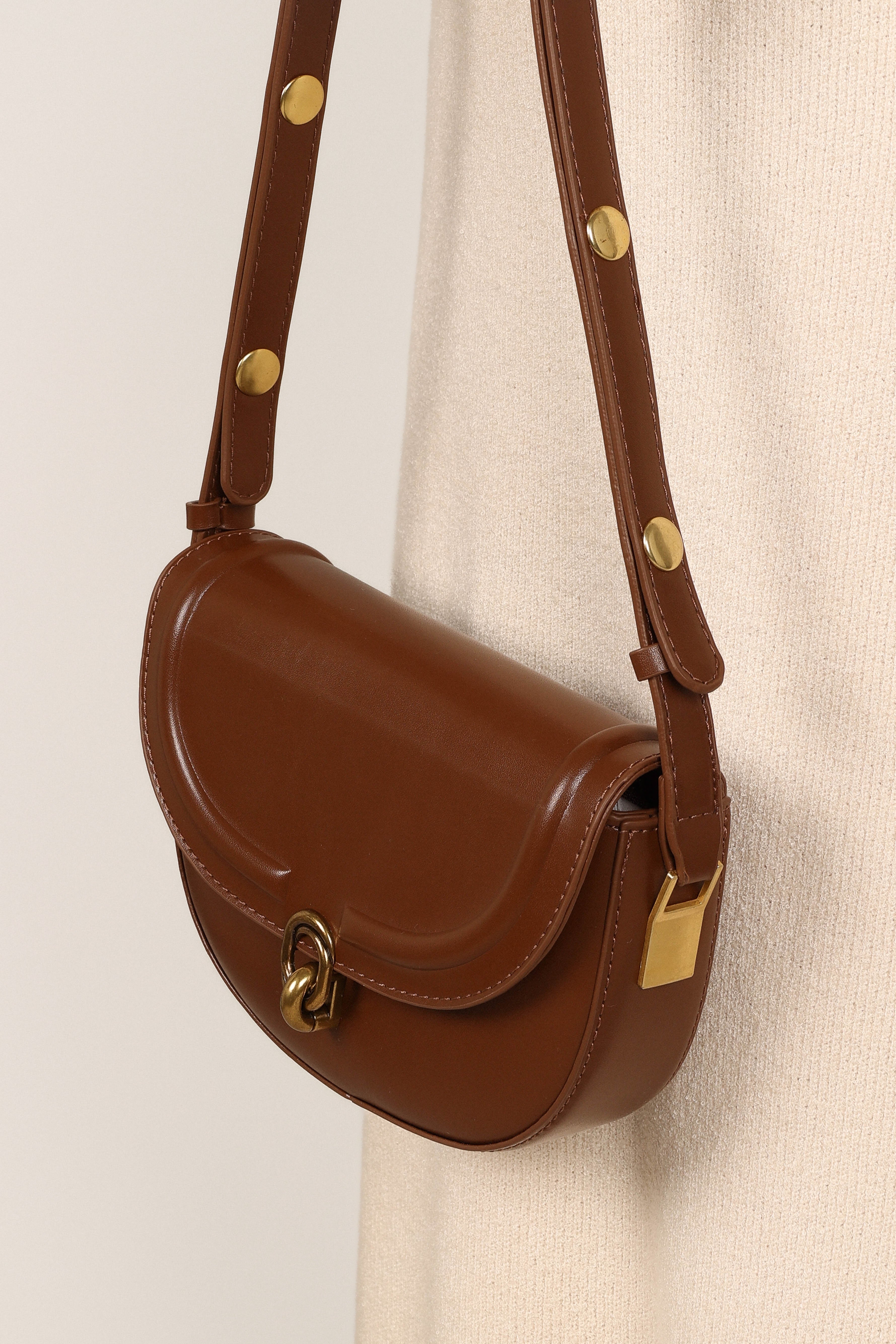 Veronica Faux Leather Crossbody Bag with Adjustable Strap - Tan