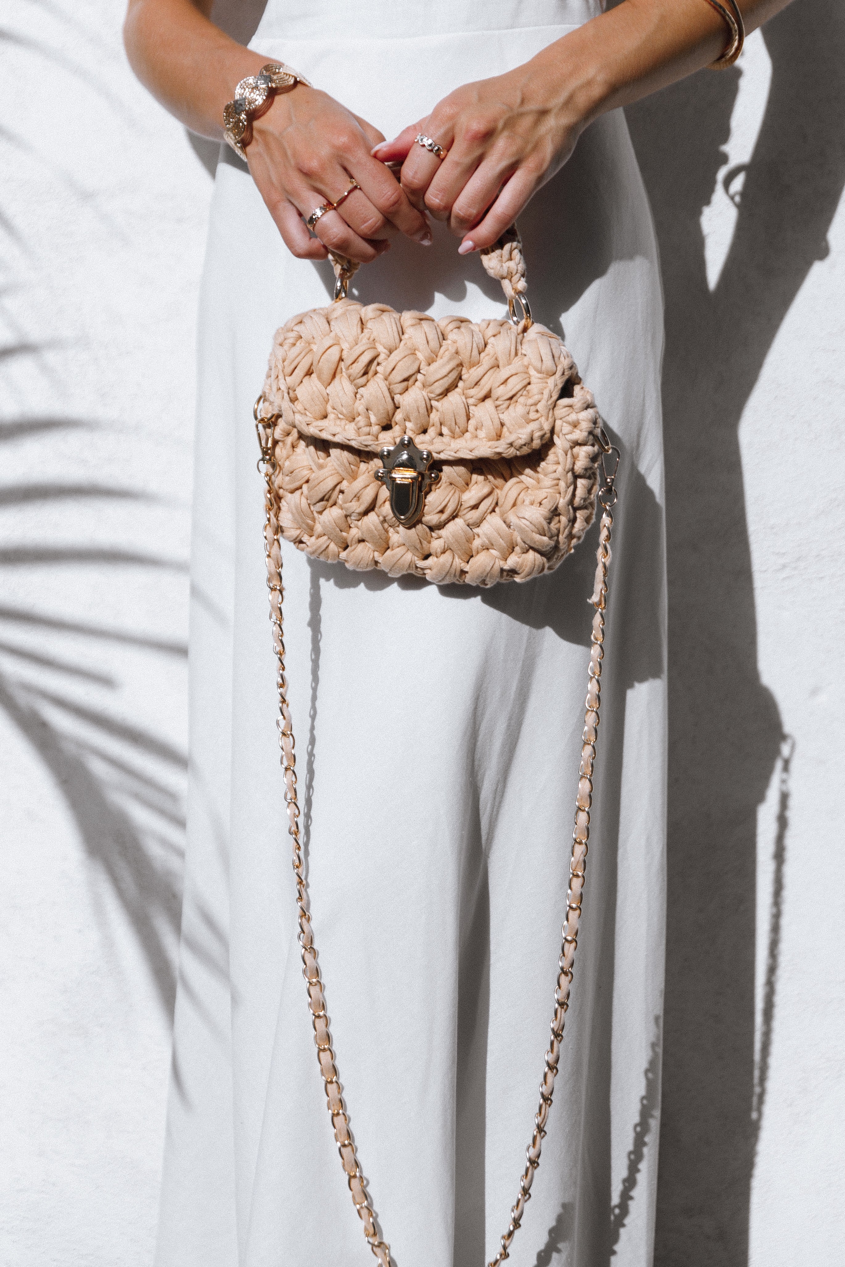 Hand Woven Cotton Bag by Veve - Natural with Detachable Strap