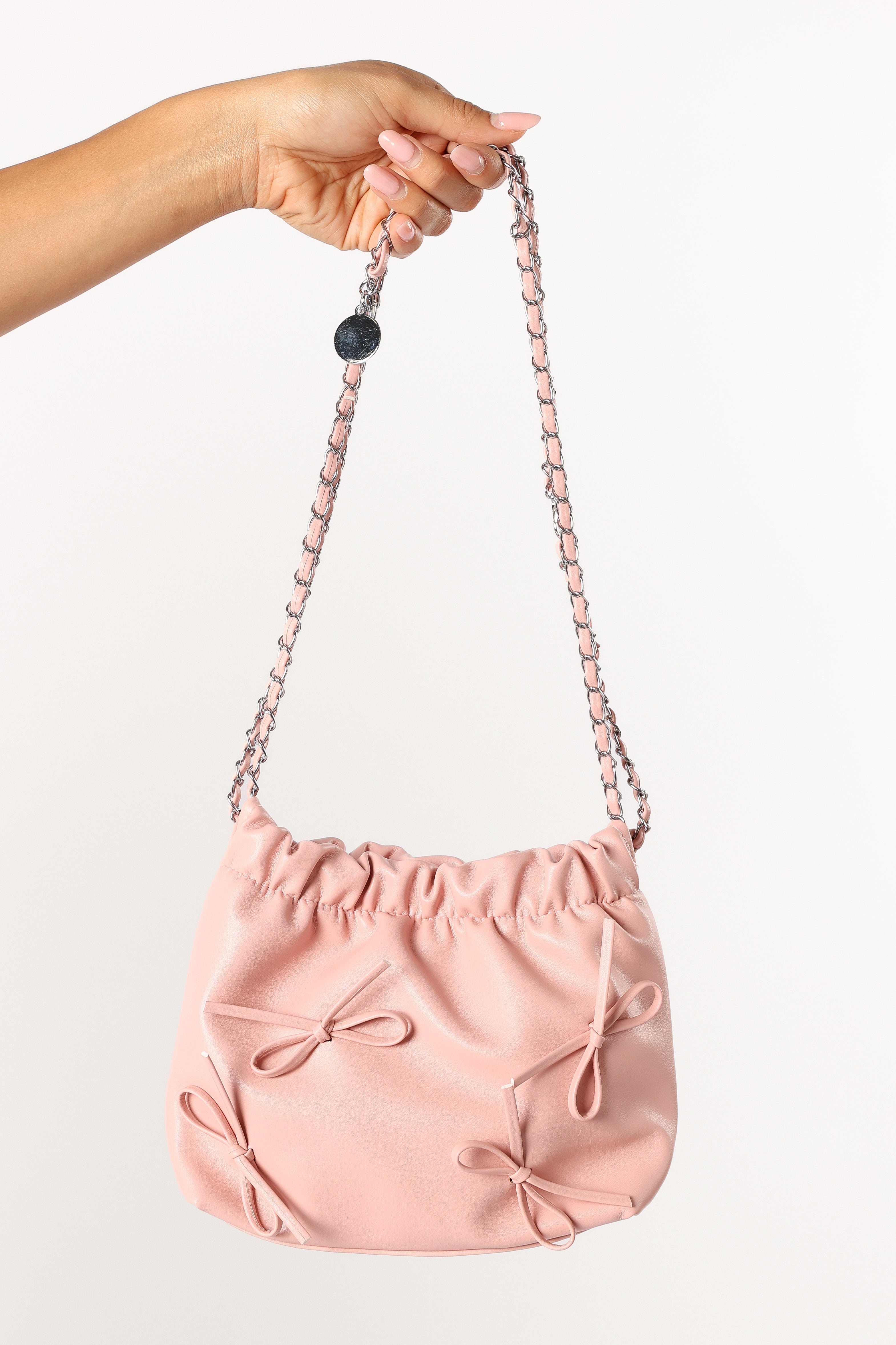 Pink Bennet Bow Statement Handbag with Magnetic Closure