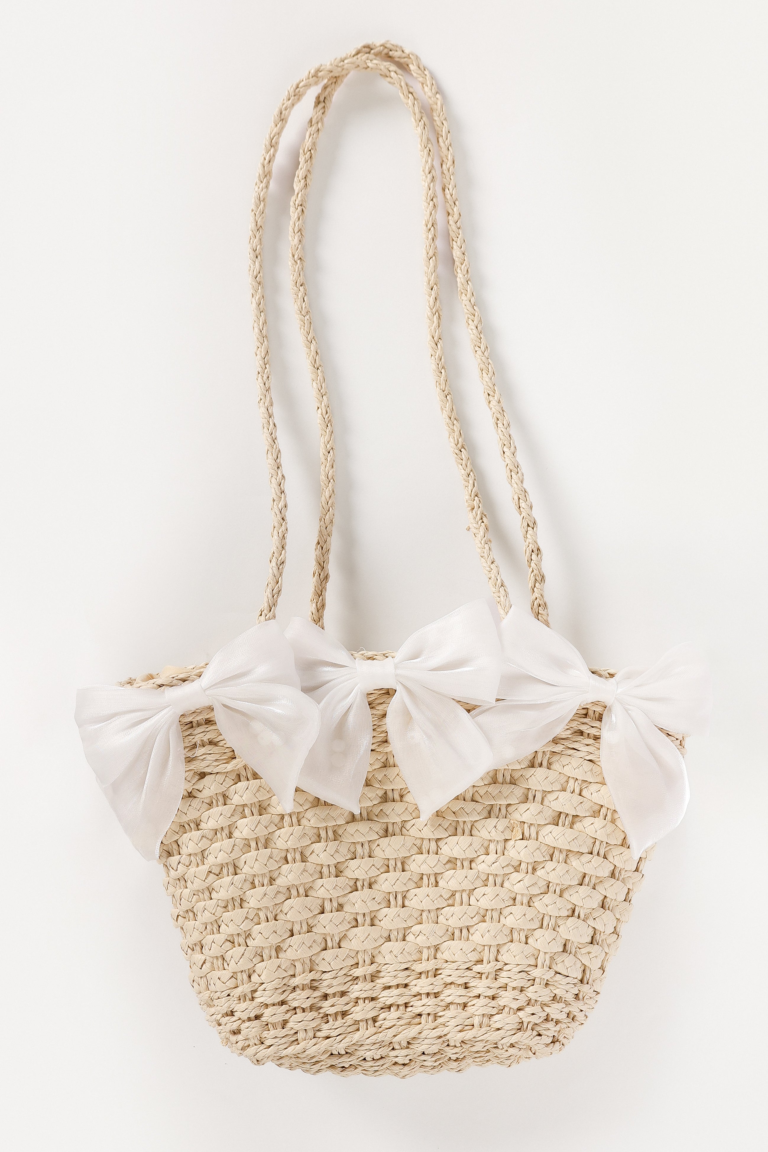 Woven Bow Handbag - Neutral Ashy Summer Bag