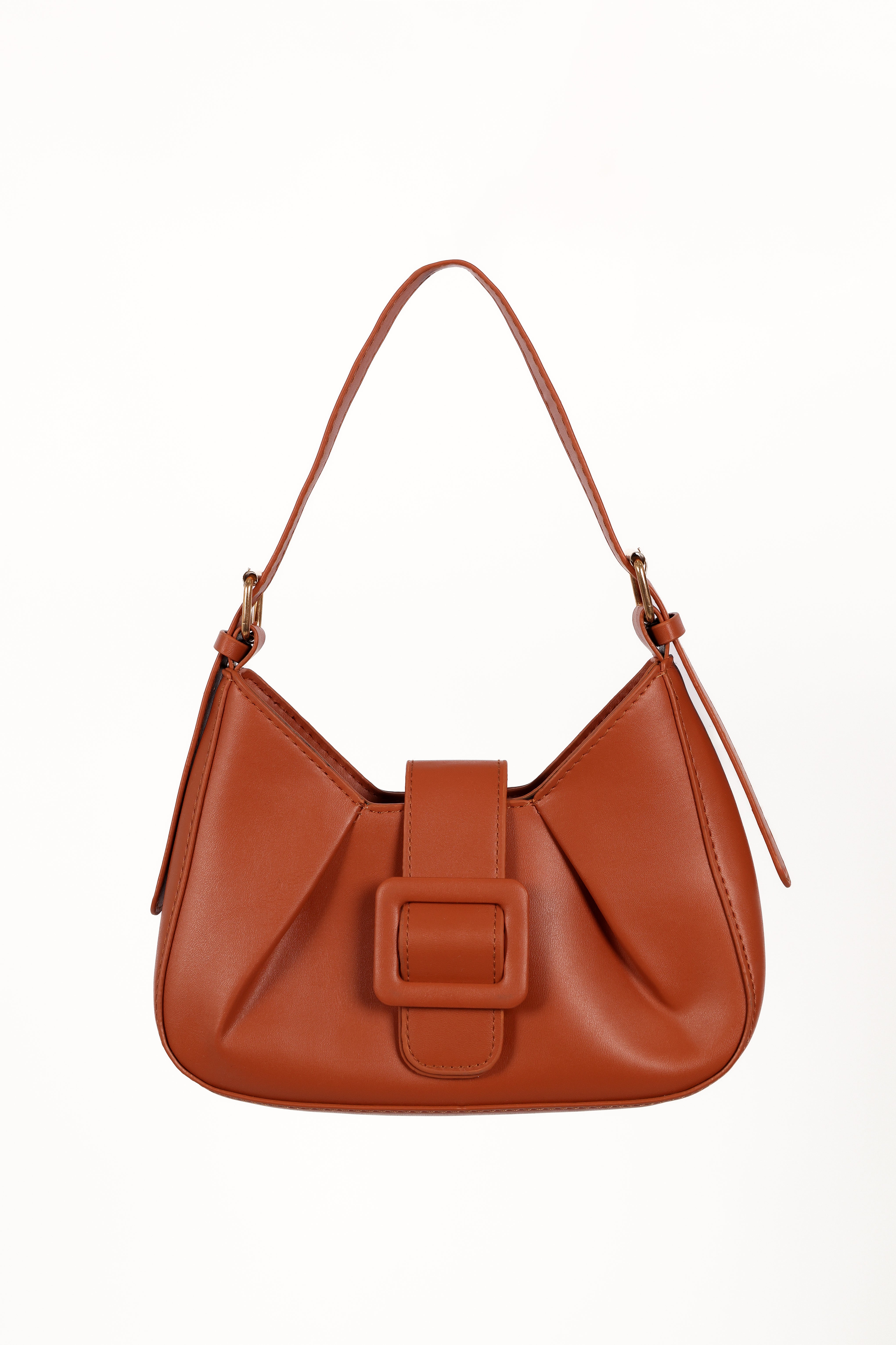Angie Brown Faux Leather Handbag with Adjustable Strap