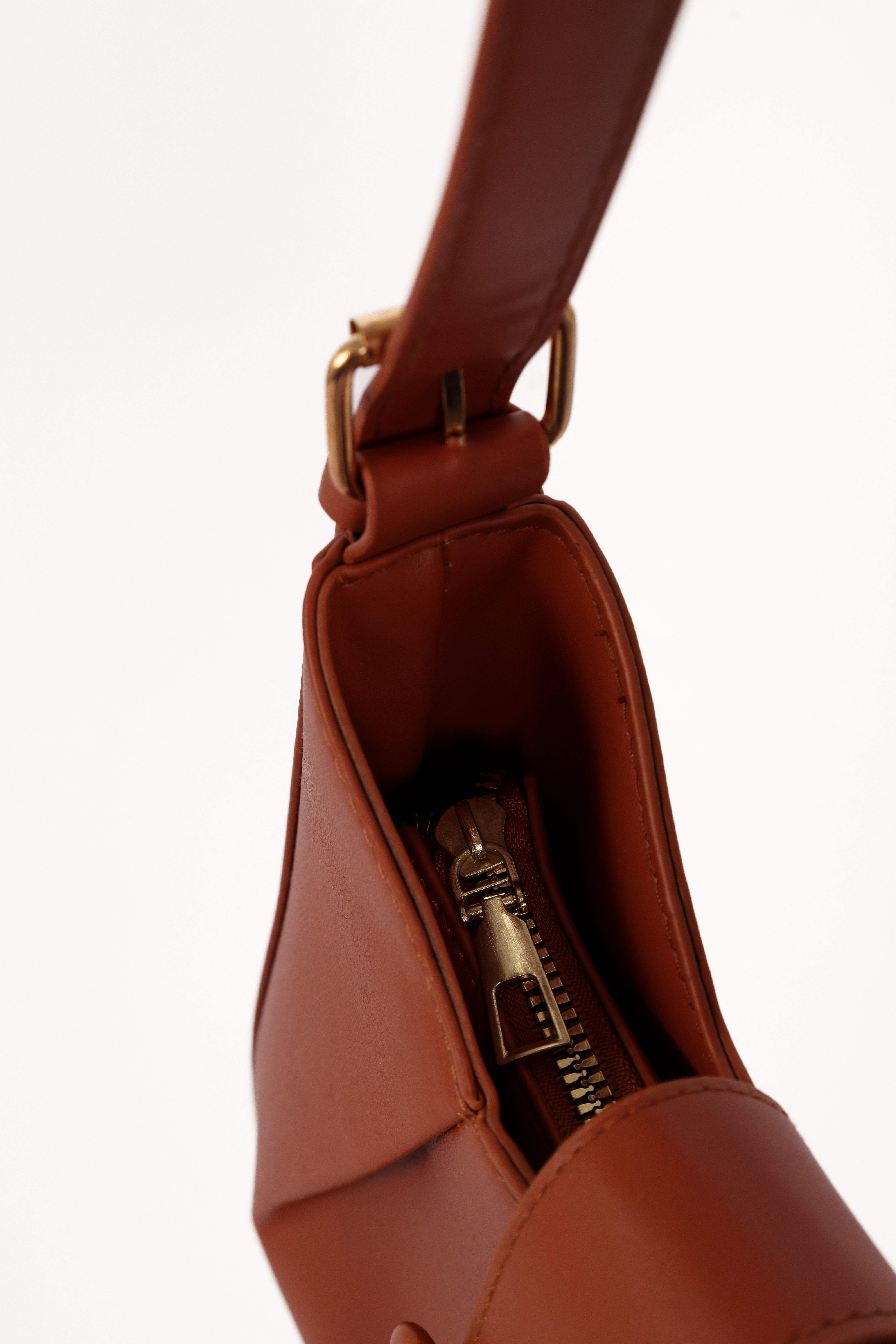 Angie Brown Faux Leather Handbag with Adjustable Strap