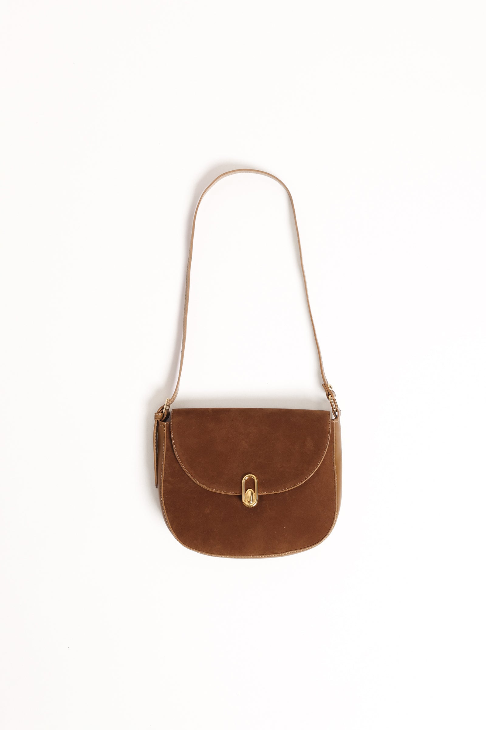 Rowena Brown Suede Crossbody Bag with Magnetic Closure