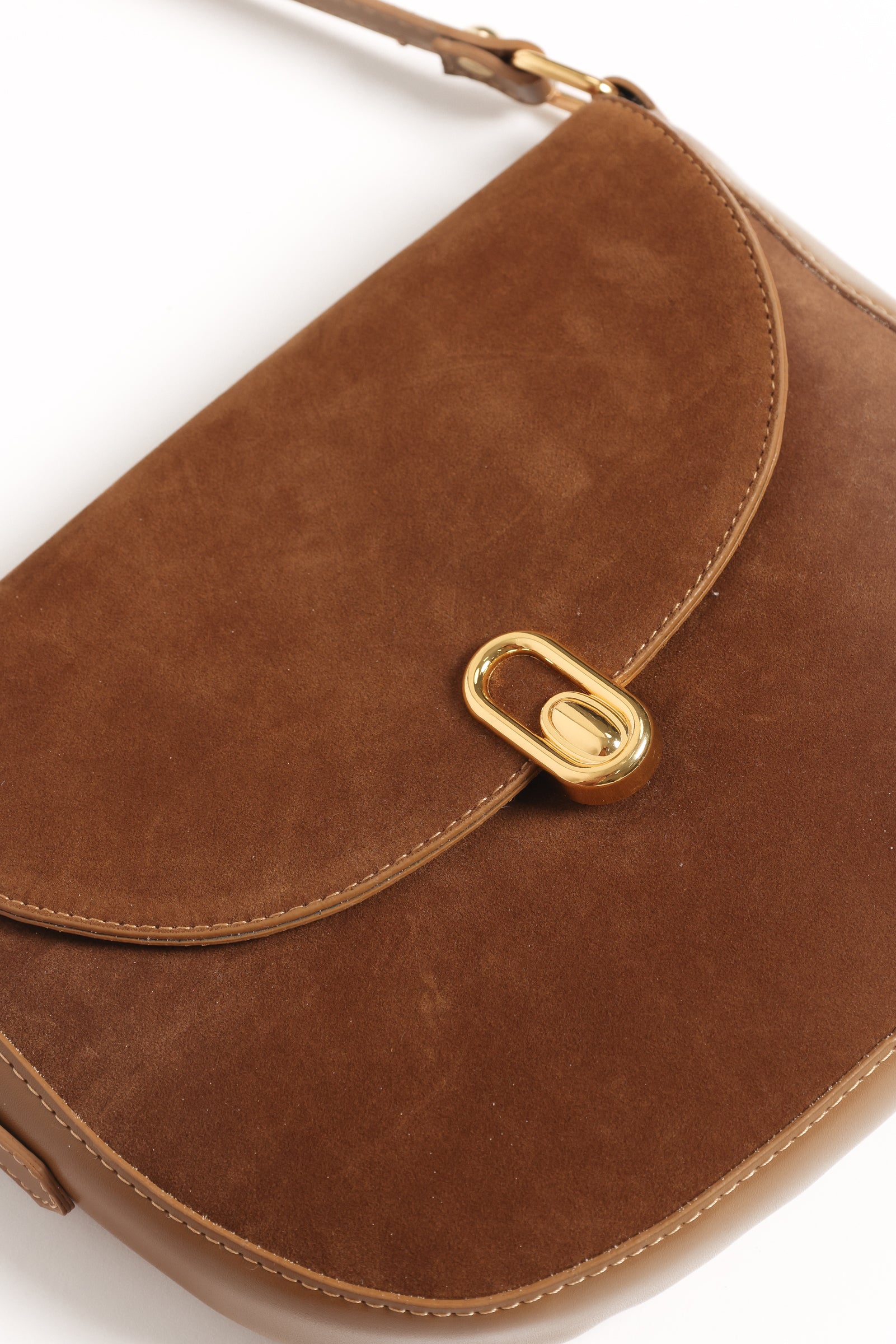 Rowena Brown Suede Crossbody Bag with Magnetic Closure