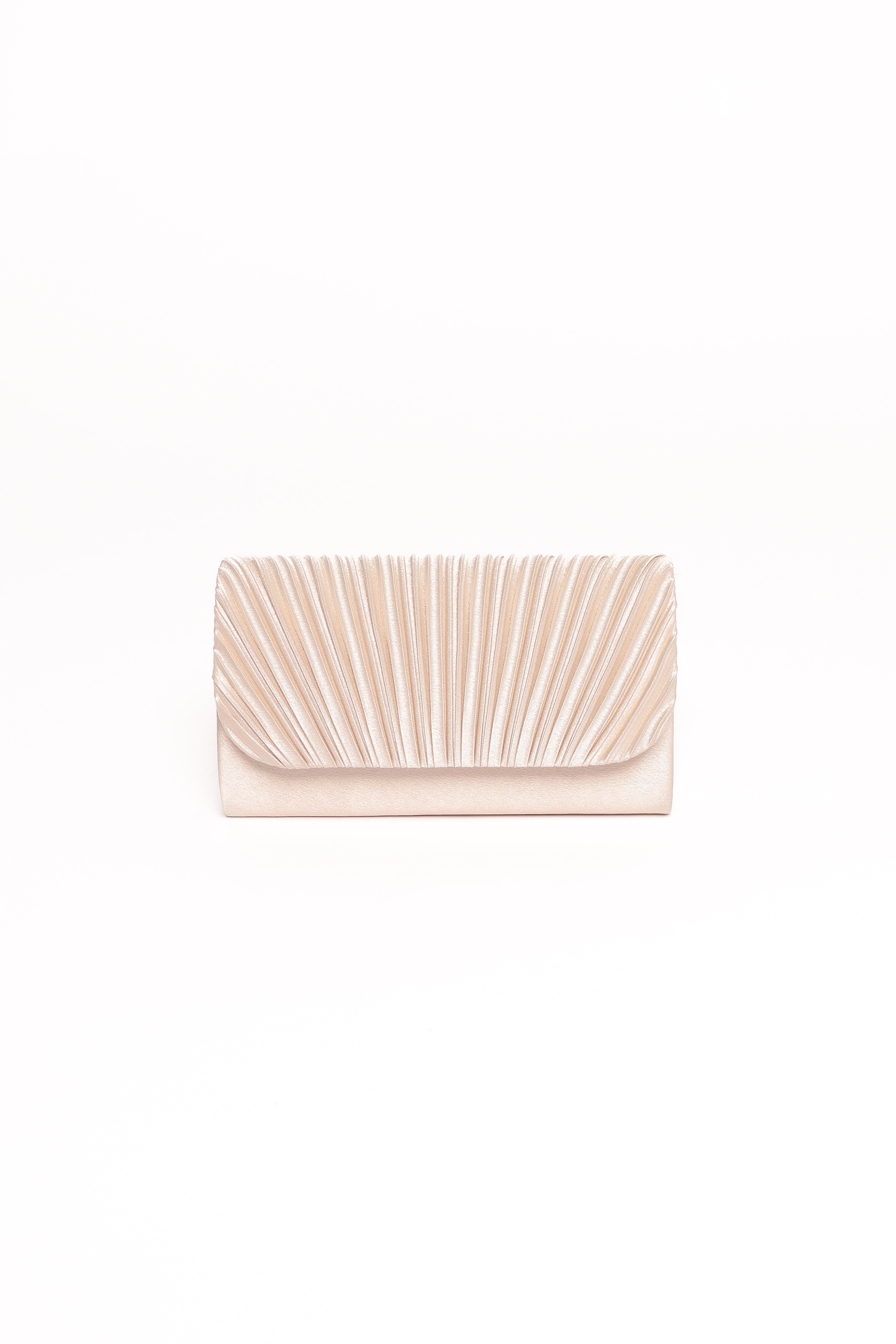 Cream Satin Aurora Clutch with Silver Chain Strap