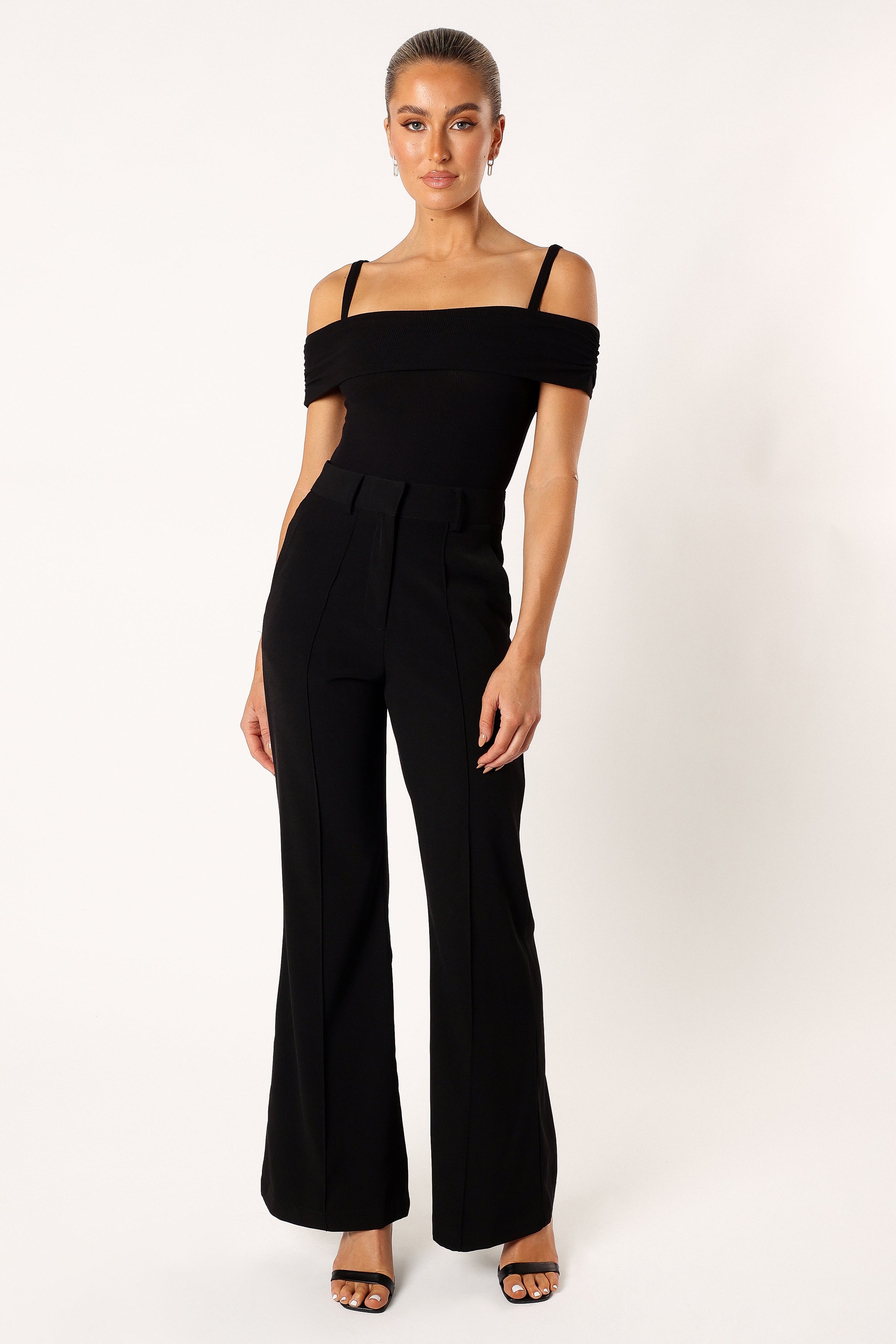 Women's Black Ryder Off-Shoulder Bodysuit - Snap Closure