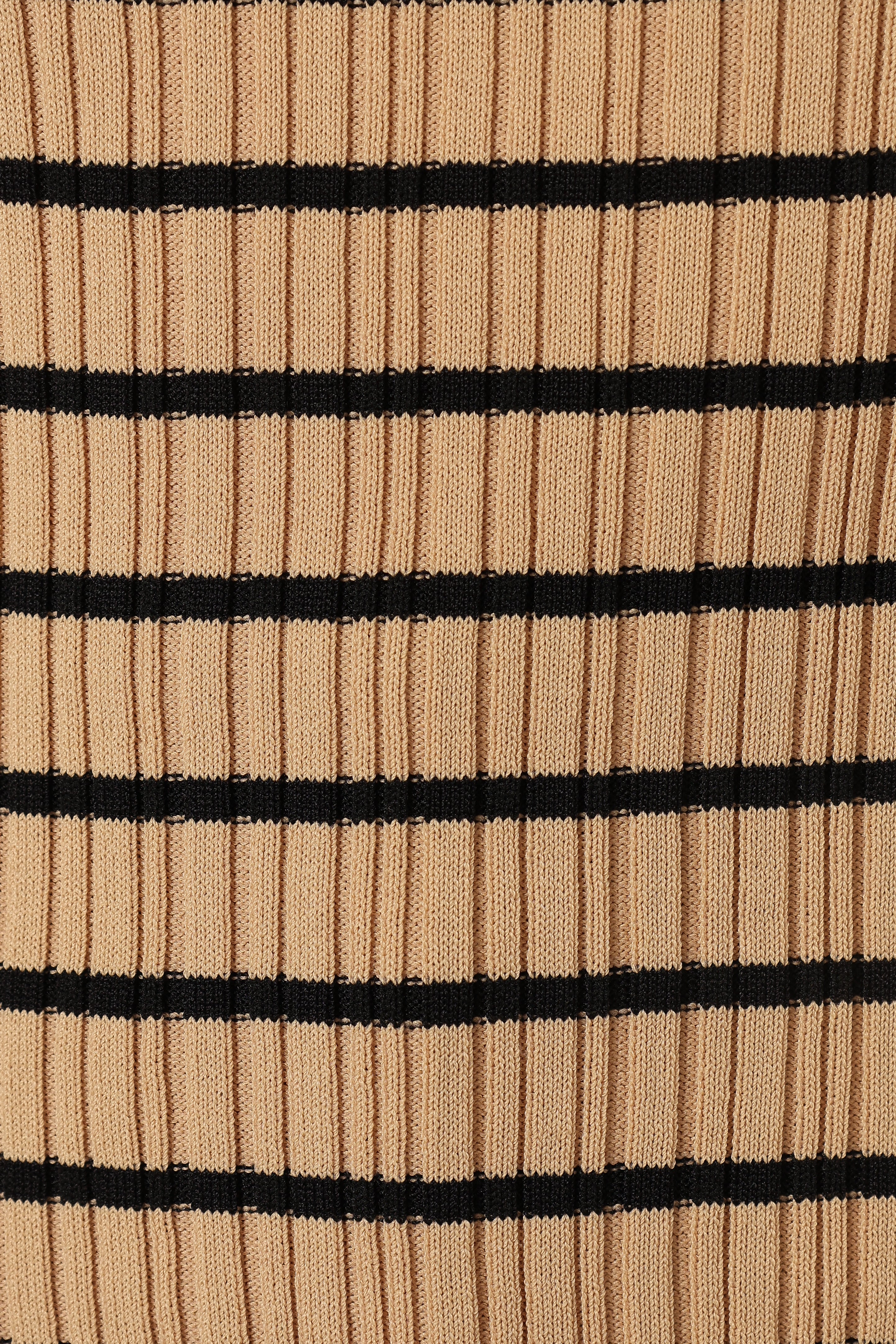 Milla Striped Ribbed Knit Tank Top - Beige & Black