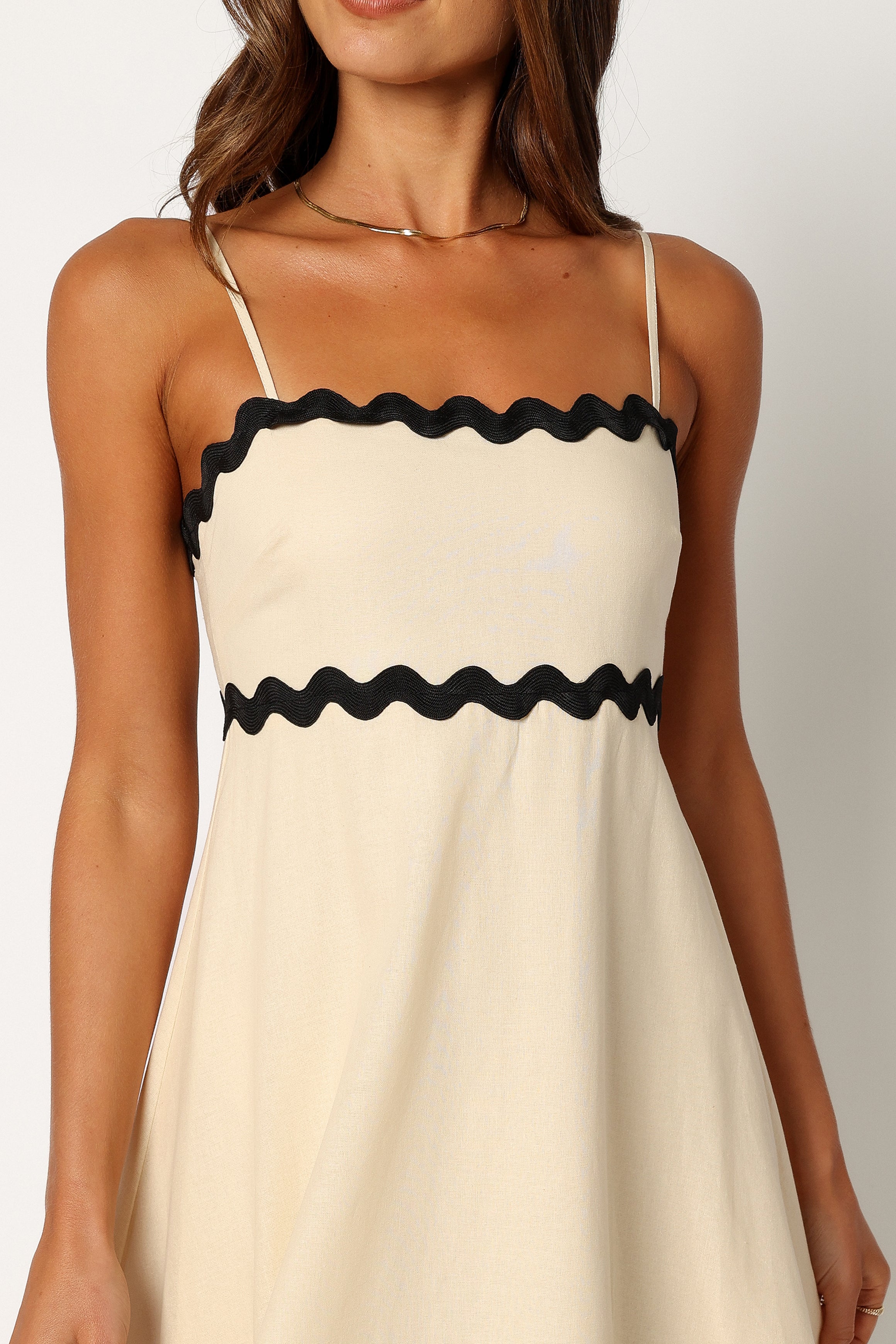 Yana Cotton Maxi Dress with Adjustable Straps - Cream & Black
