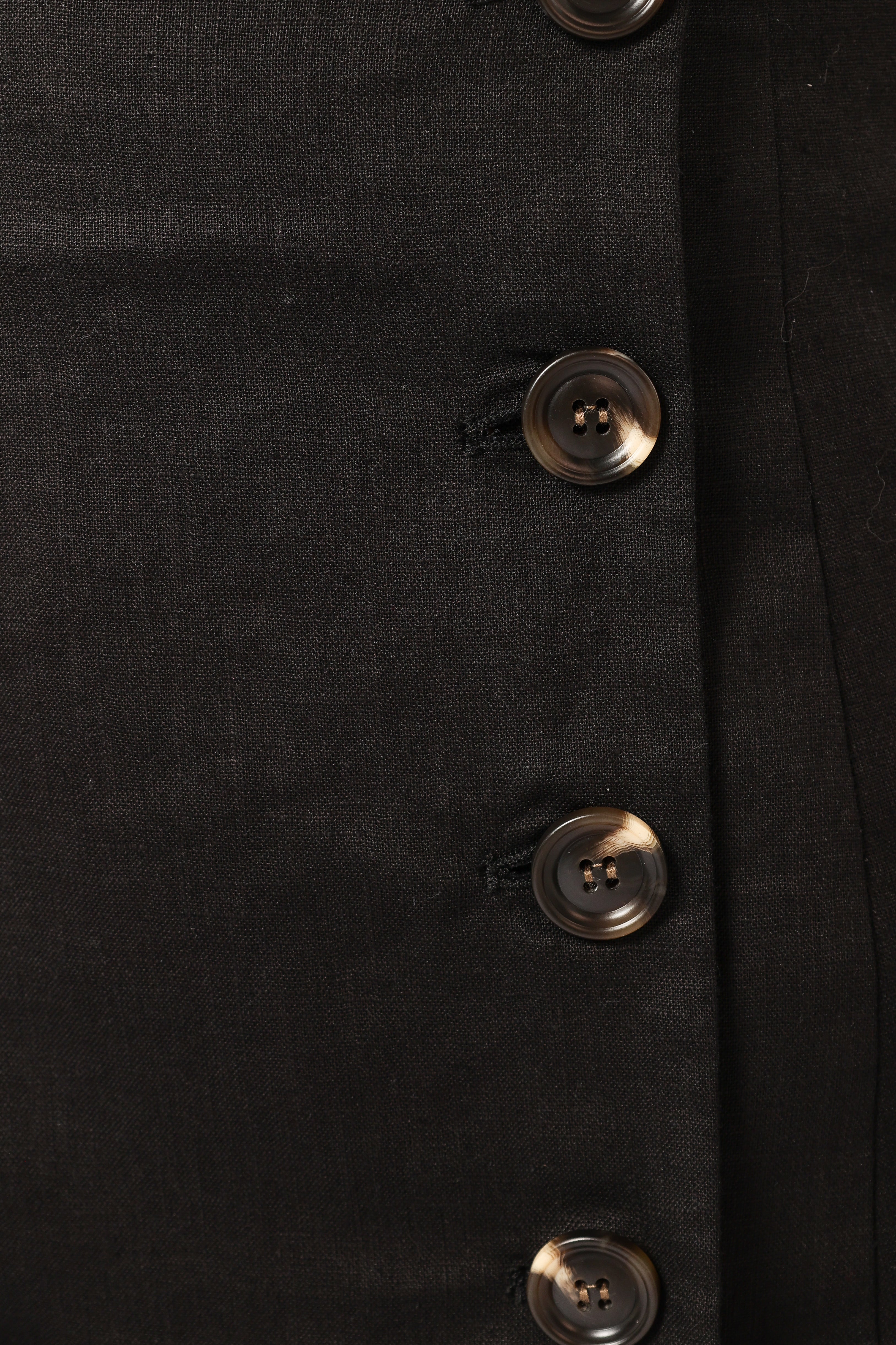 Allegra Black Linen Mini Dress - Sleeveless Button Front Design