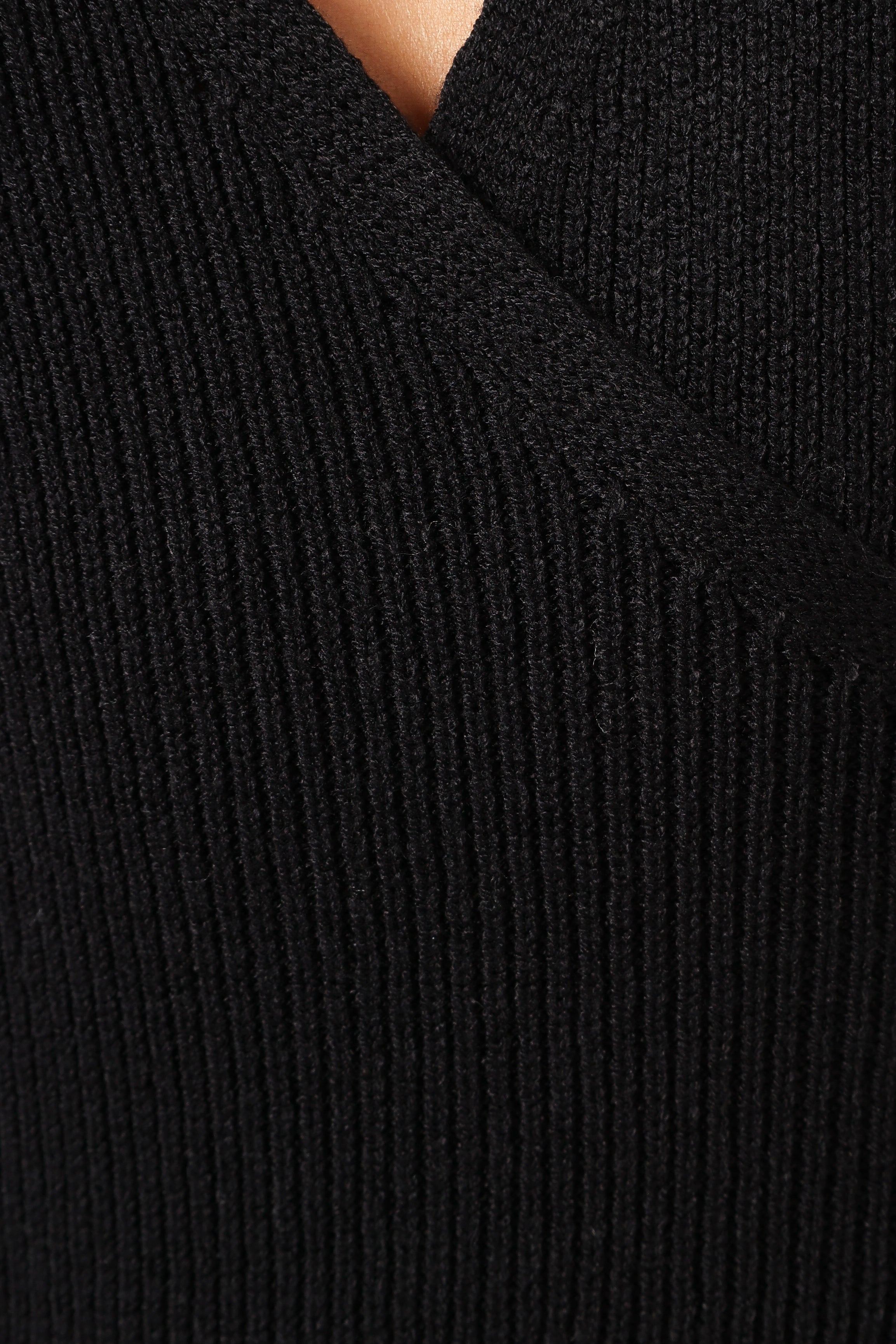 Black Wrap Midi Dress with Long Sleeves – Kellan