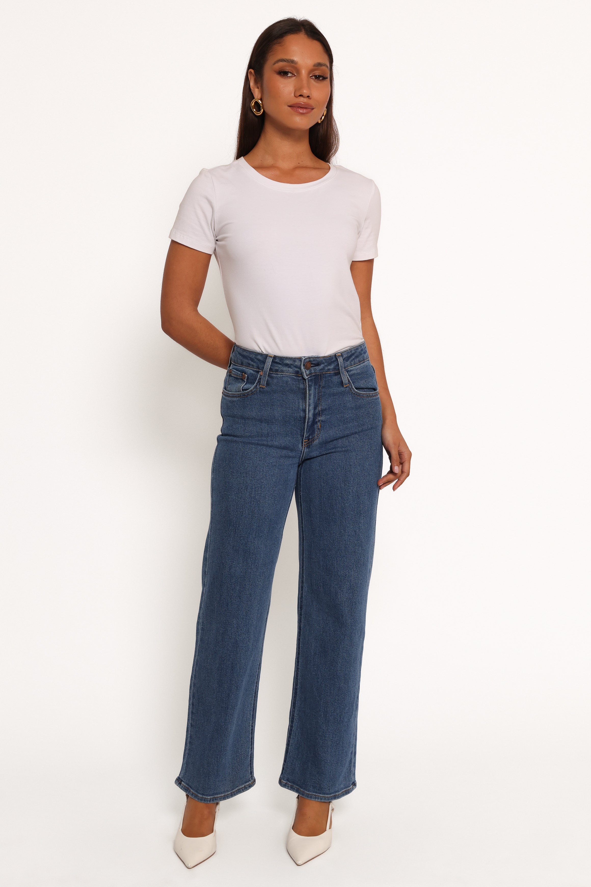 Women's High Waisted Straight Leg Jeans - Dark Denim