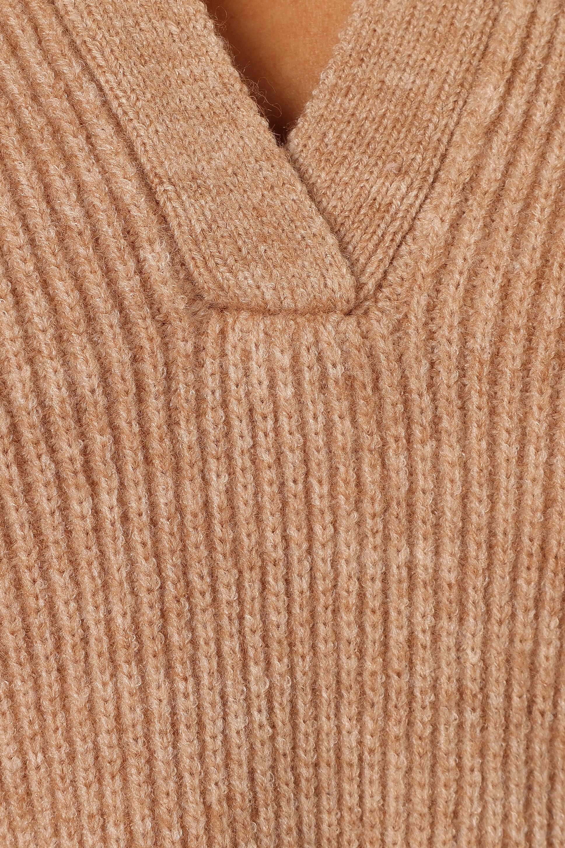 Zala Soft Knit V-Neck Cardigan - Mocha Long Sleeve Sweater