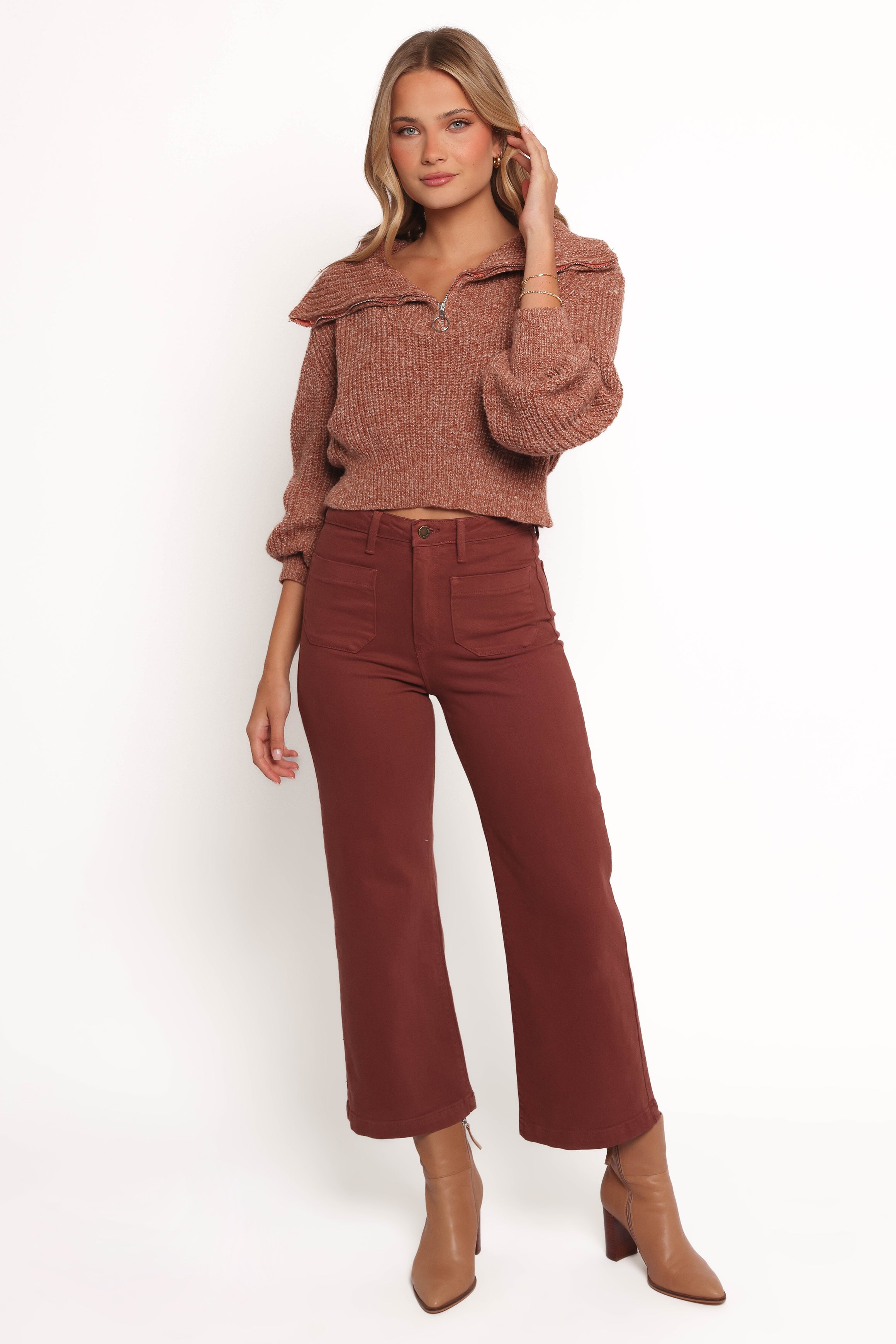 Noah High Waist Wide Leg Jeans in Bronze