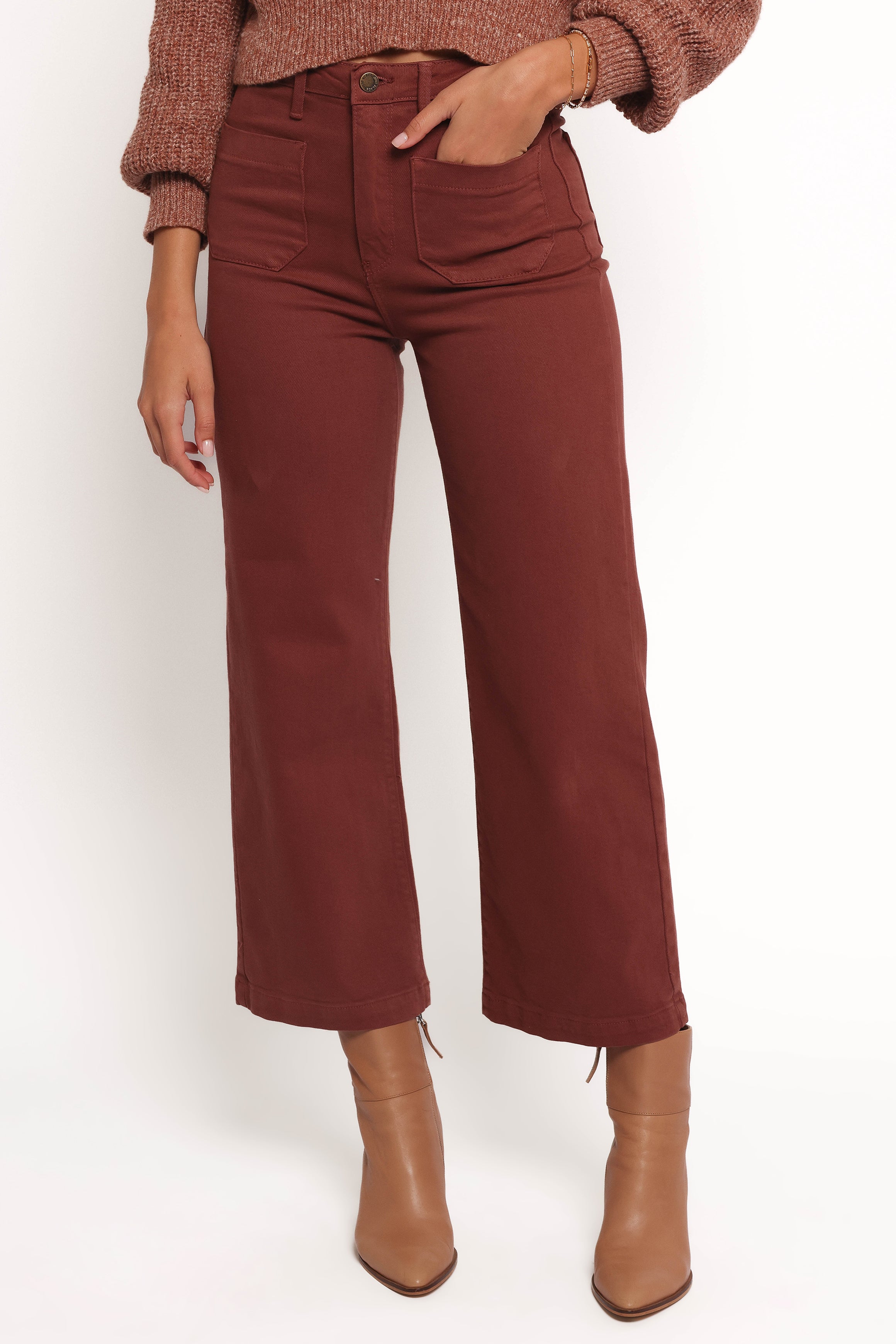 Noah High Waist Wide Leg Jeans in Bronze