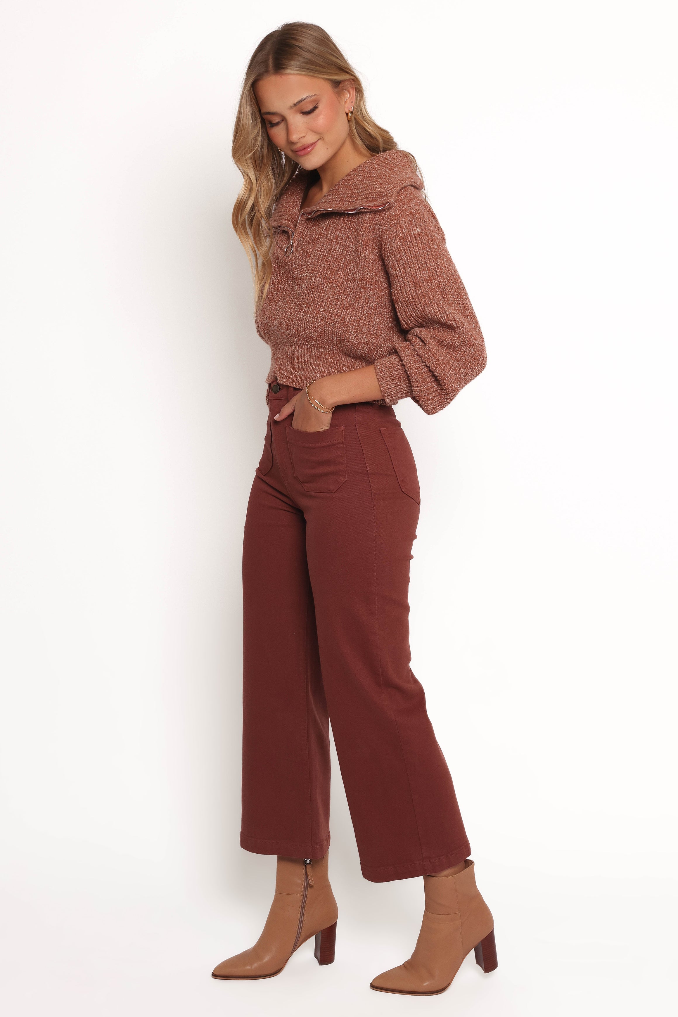 Noah High Waist Wide Leg Jeans in Bronze