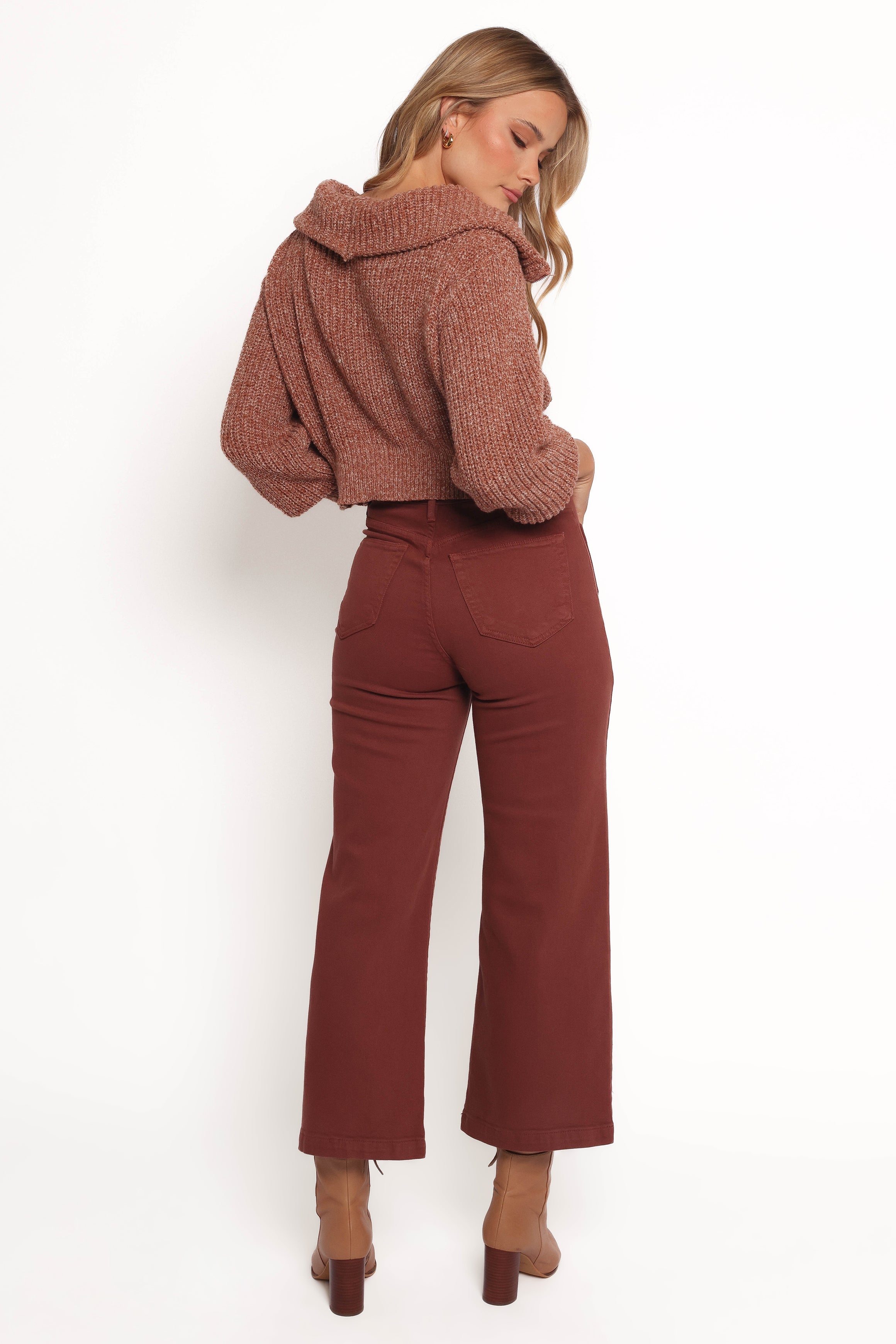 Noah High Waist Wide Leg Jeans in Bronze